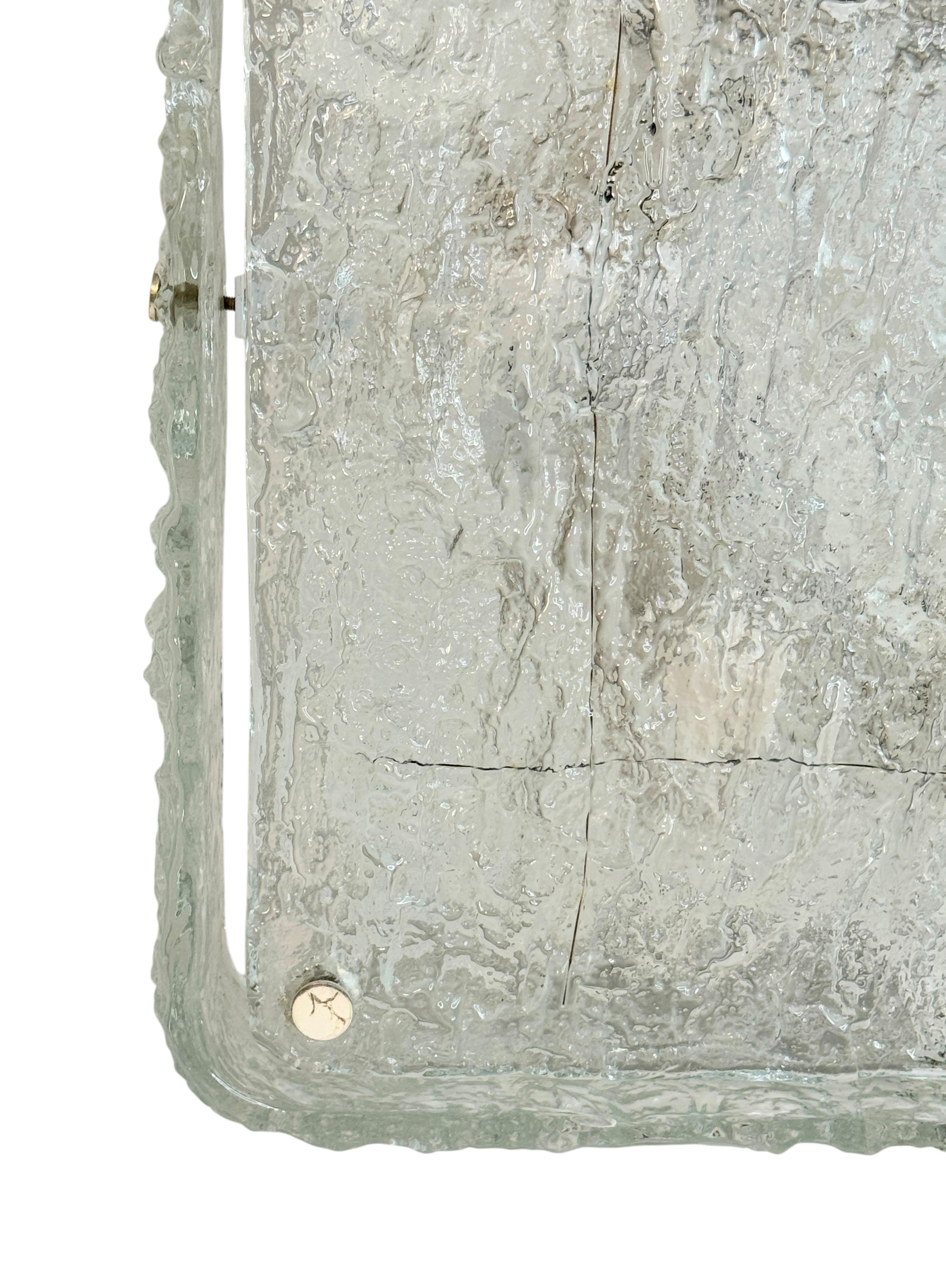 Metal Monumental Square Murano Glass Flush Mount by Kaiser Leuchten, Vintage German For Sale