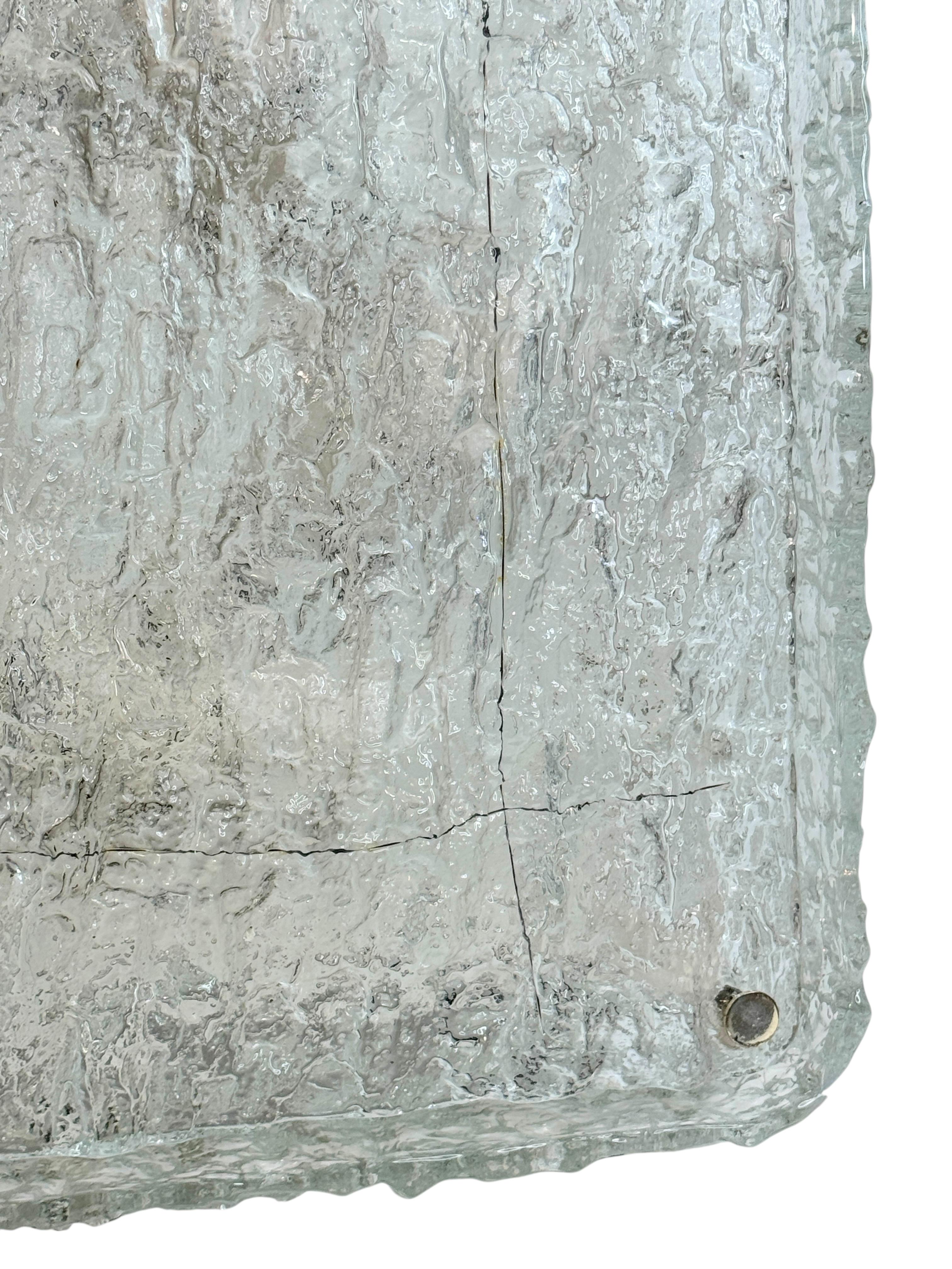 Monumental Square Murano Glass Flush Mount by Kaiser Leuchten, Vintage German For Sale 1