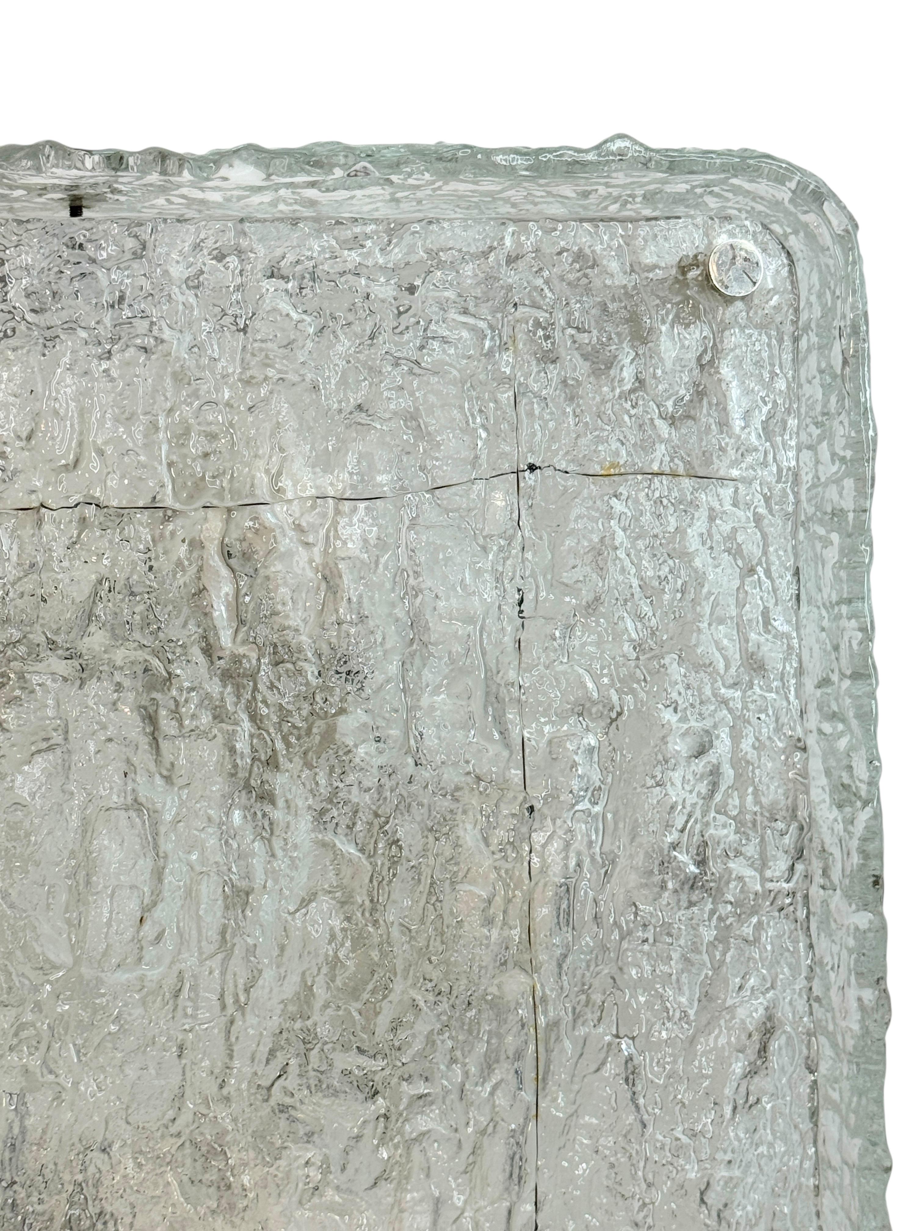 Monumental Square Murano Glass Flush Mount by Kaiser Leuchten, Vintage German For Sale 2