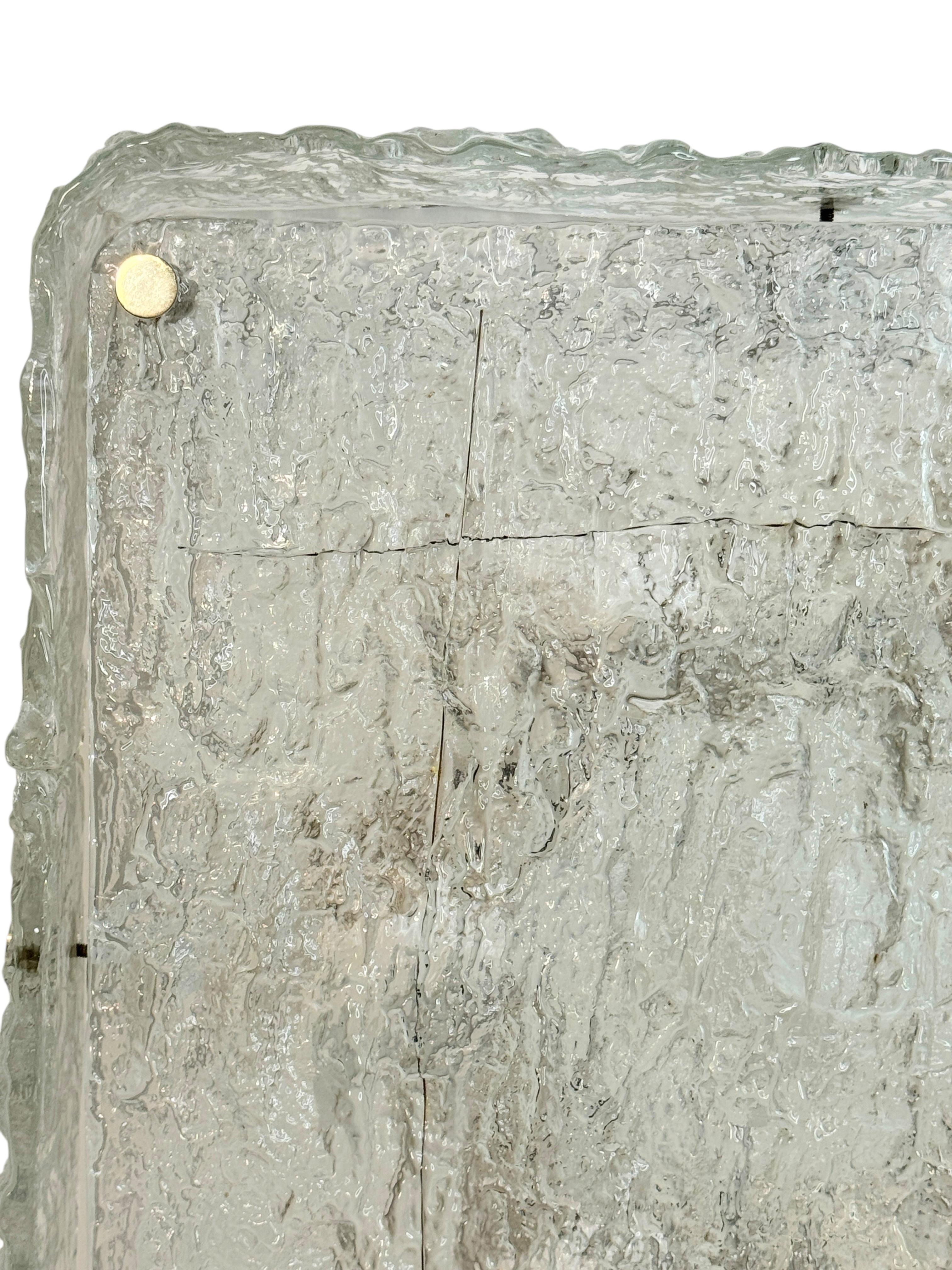 Monumental Square Murano Glass Flush Mount by Kaiser Leuchten, Vintage German For Sale 3