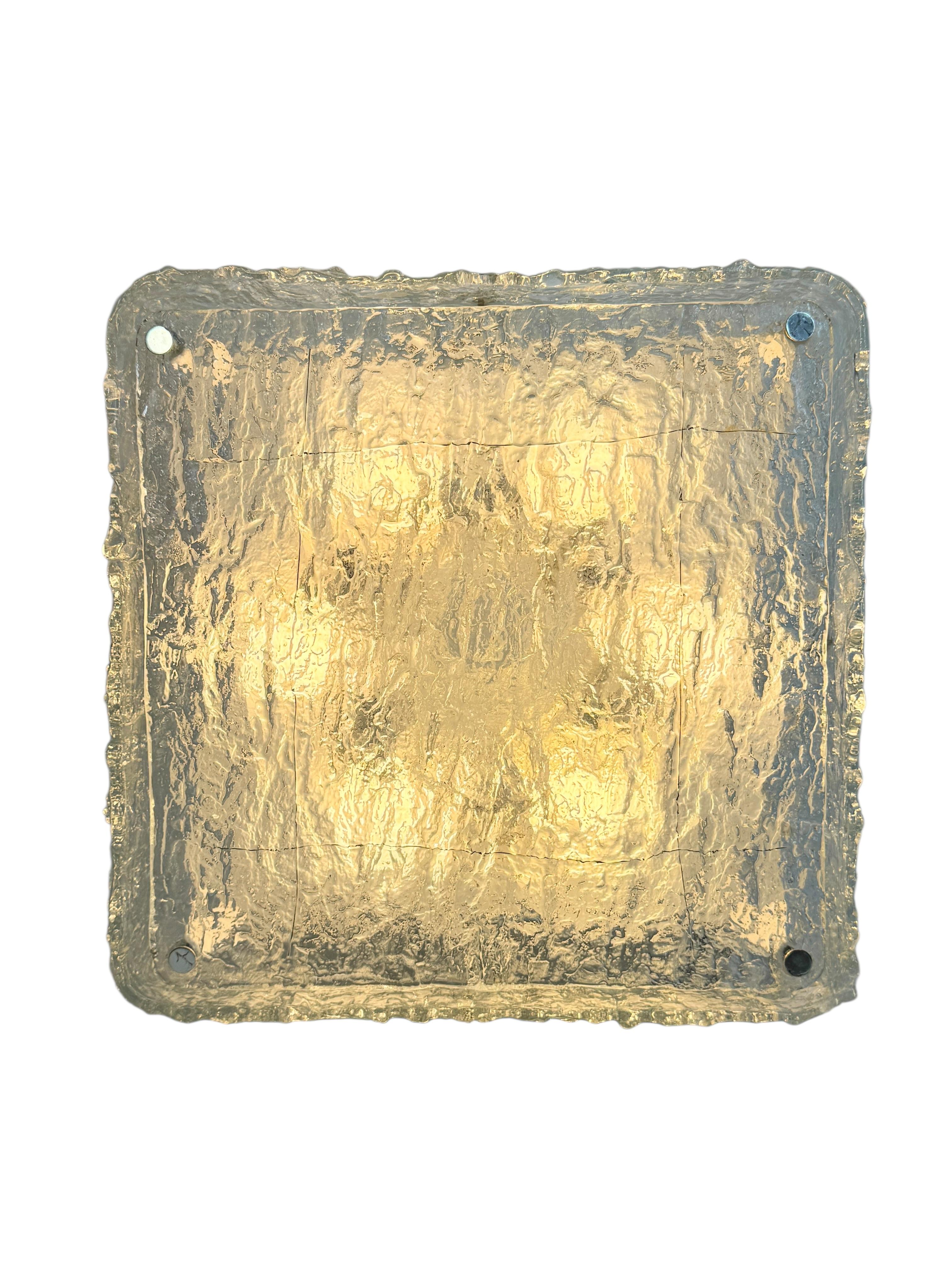 Monumental Square Murano Glass Flush Mount by Kaiser Leuchten, Vintage German For Sale 3