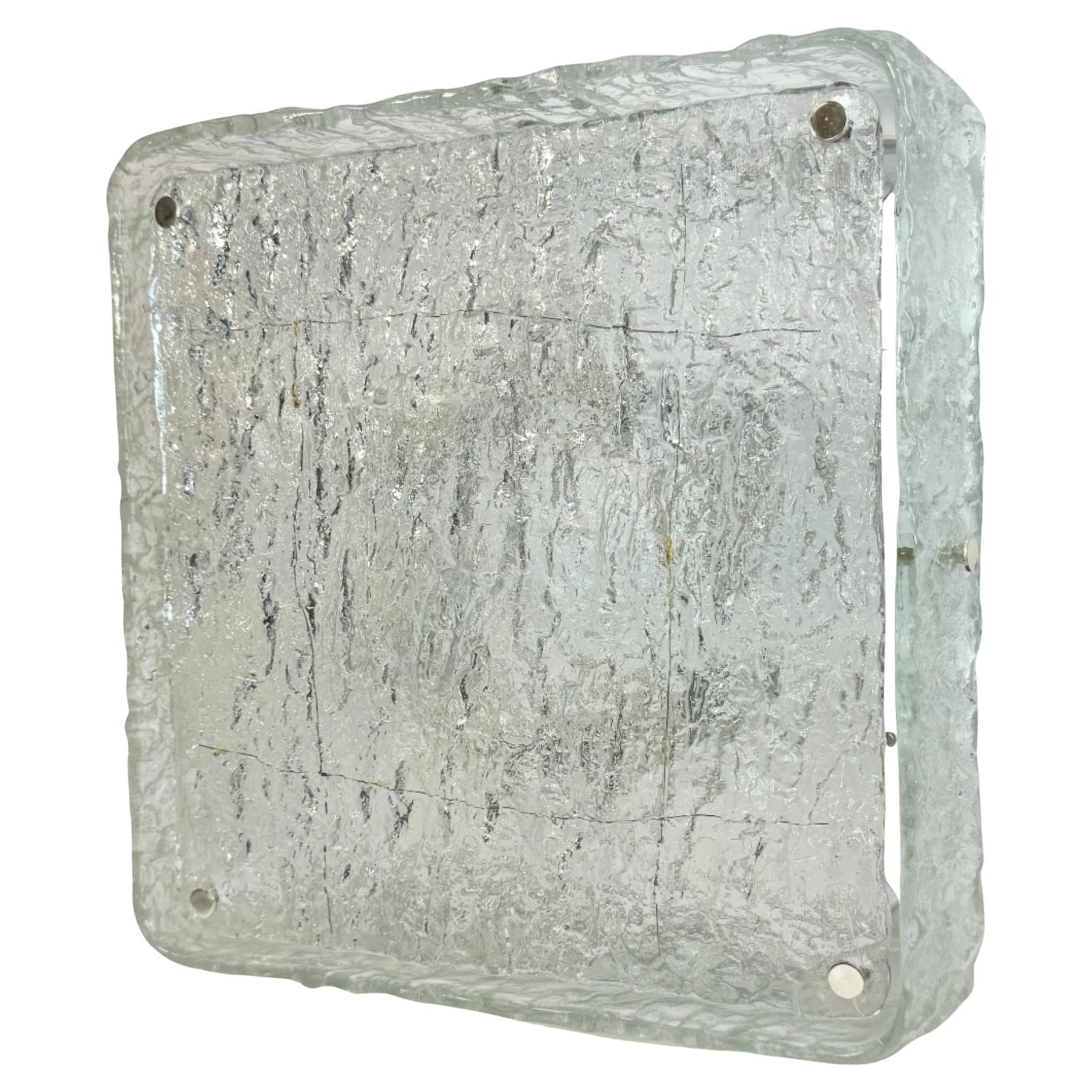 Monumental Square Murano Glass Flush Mount by Kaiser Leuchten, Vintage German