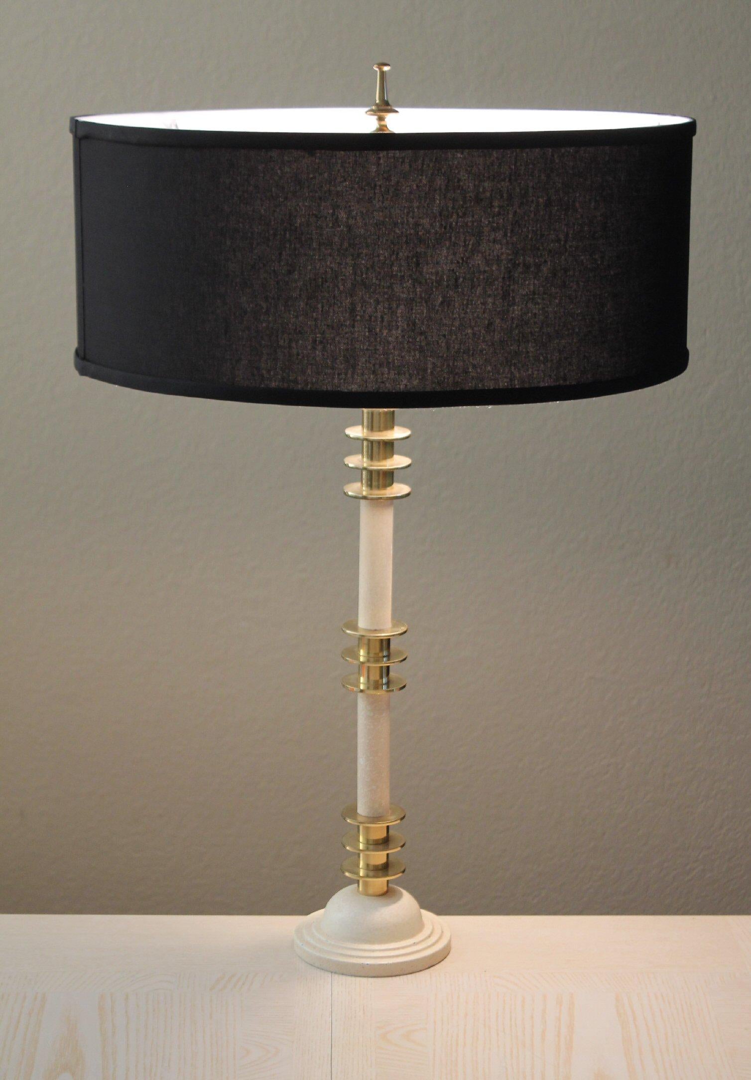 Monumental

Mid Century
Stacked Brass Rings
Metal Table Lamp

Epitome of Mid Century Elegance!

Attributed to Tommi Parzinger for Stiffel


Simply stunning design on this table lamp!  A custom decorator lighting piece with beautiful brass castings