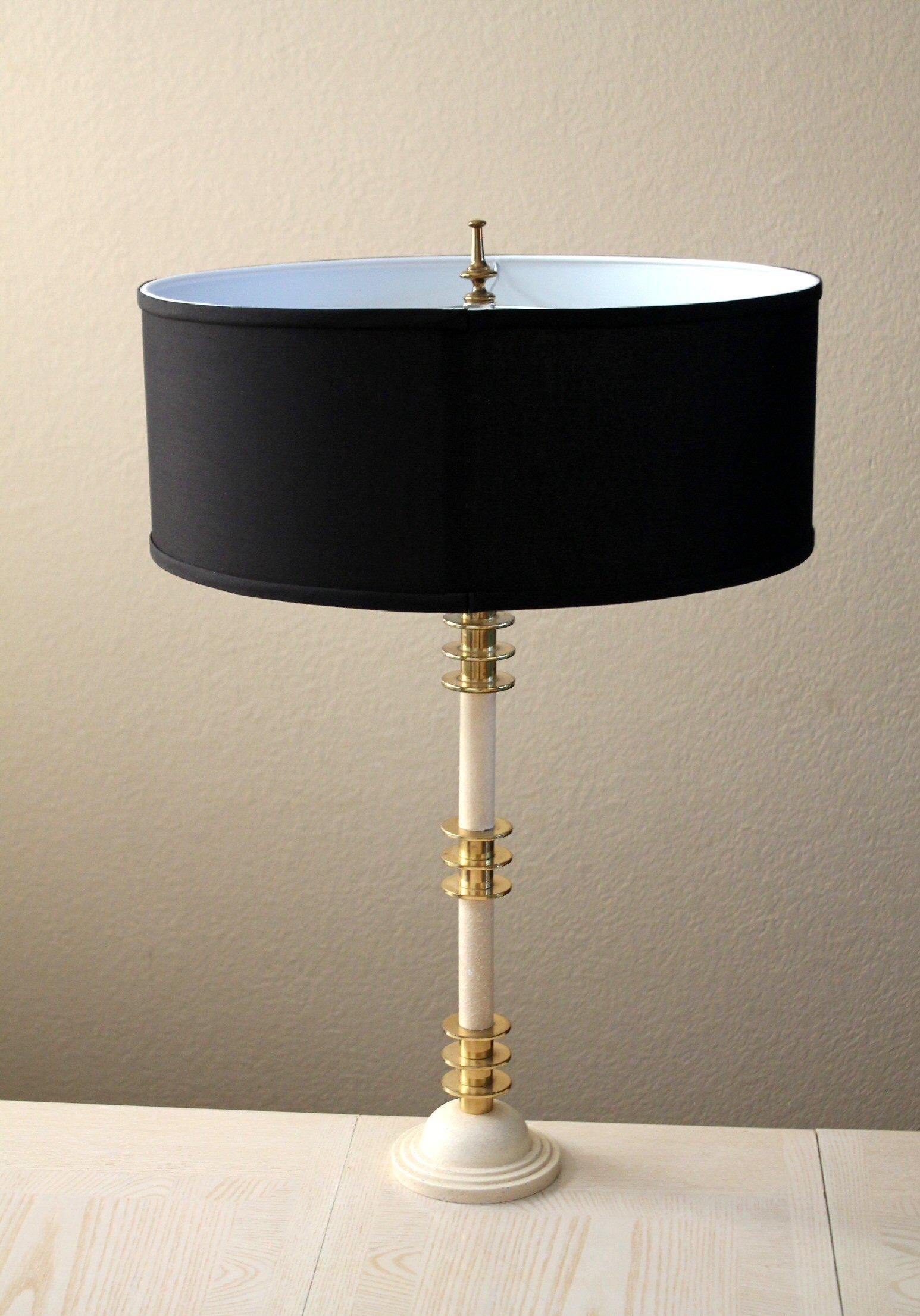 Mid-Century Modern Monumental Stacked Brass Table Lamp! Custom Decorator Lighting Stiffel Parzinger For Sale