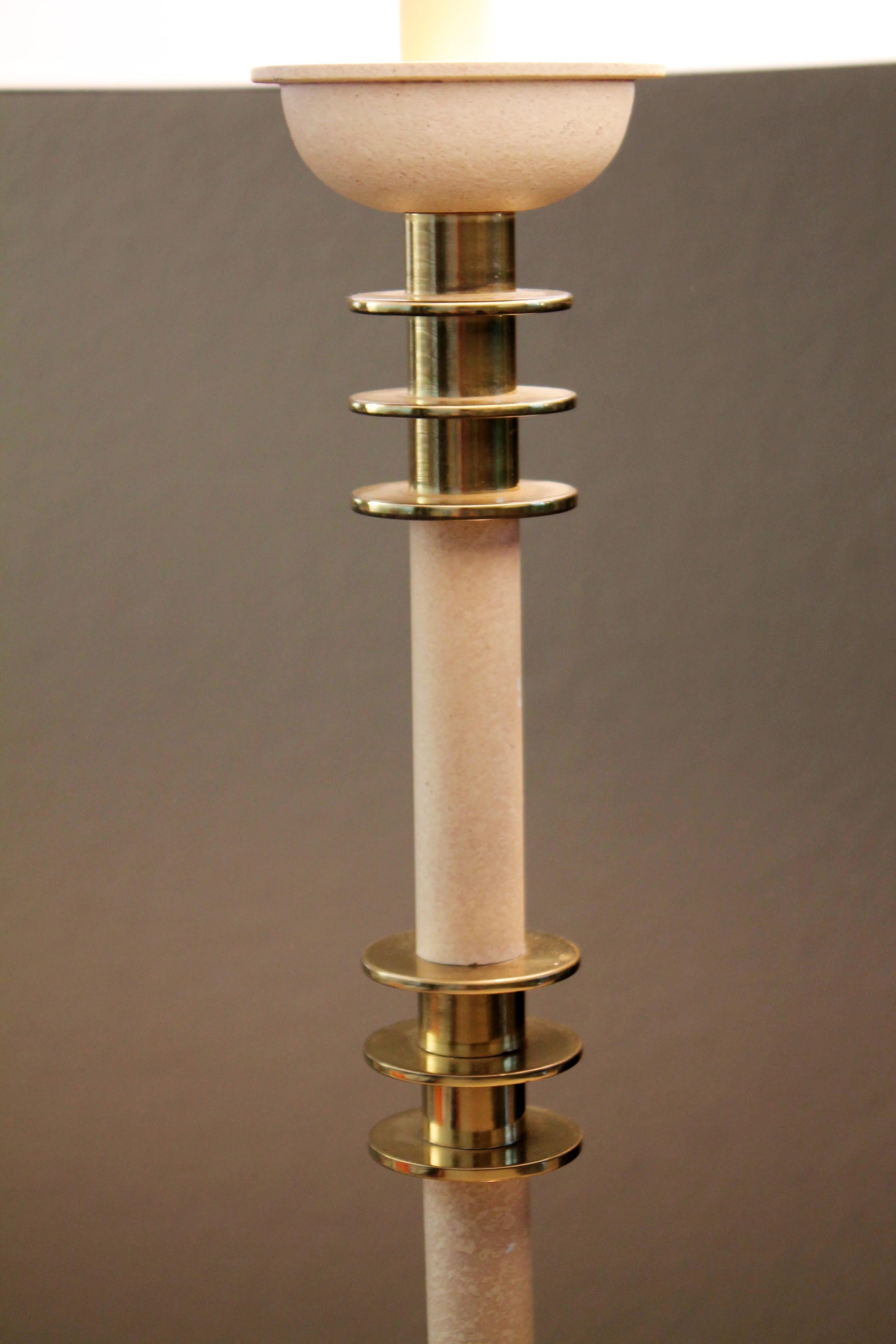 Hand-Crafted Monumental Stacked Brass Table Lamp! Custom Decorator Lighting Stiffel Parzinger For Sale
