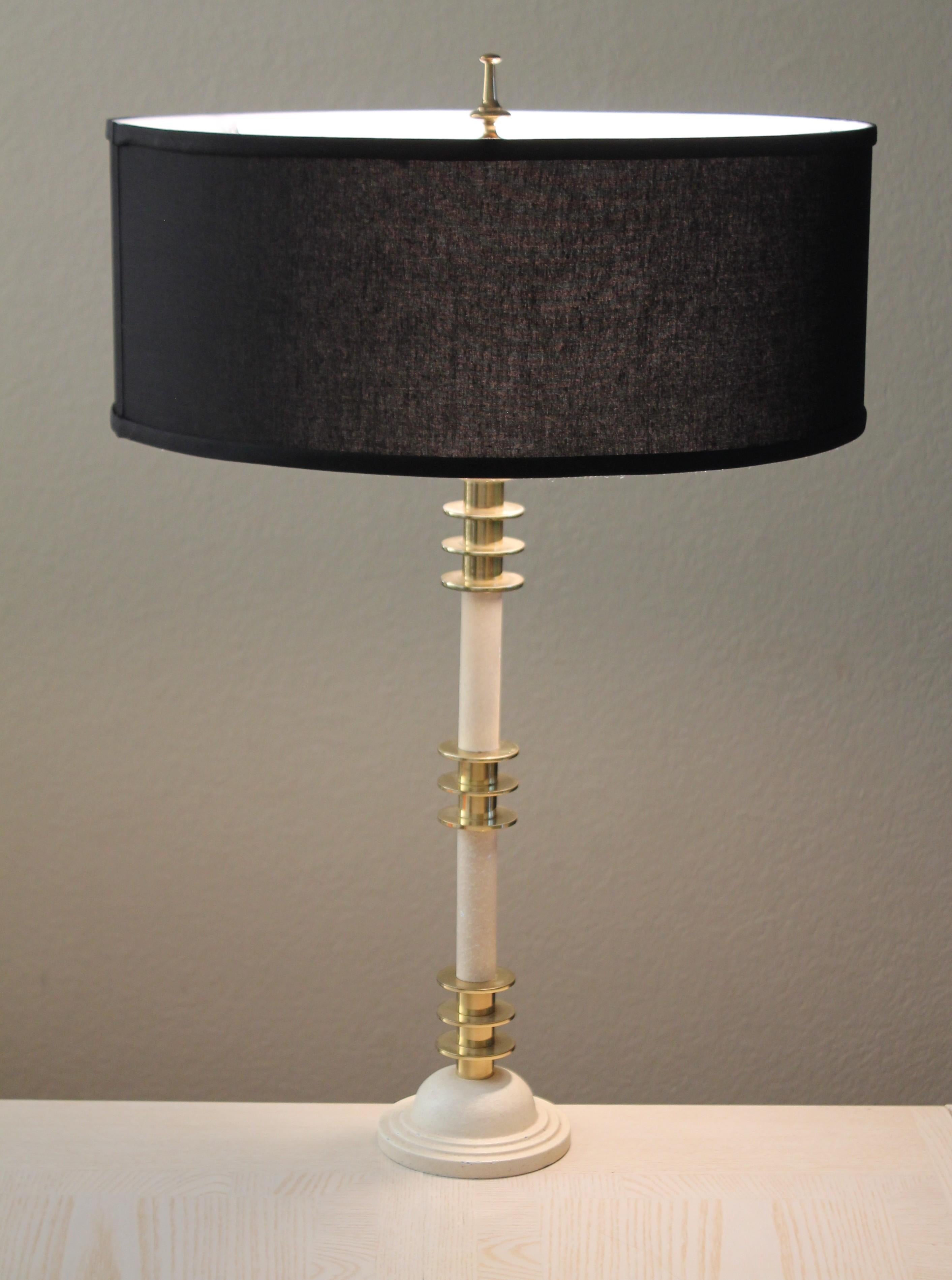 Metal Monumental Stacked Brass Table Lamp! Custom Decorator Lighting Stiffel Parzinger For Sale