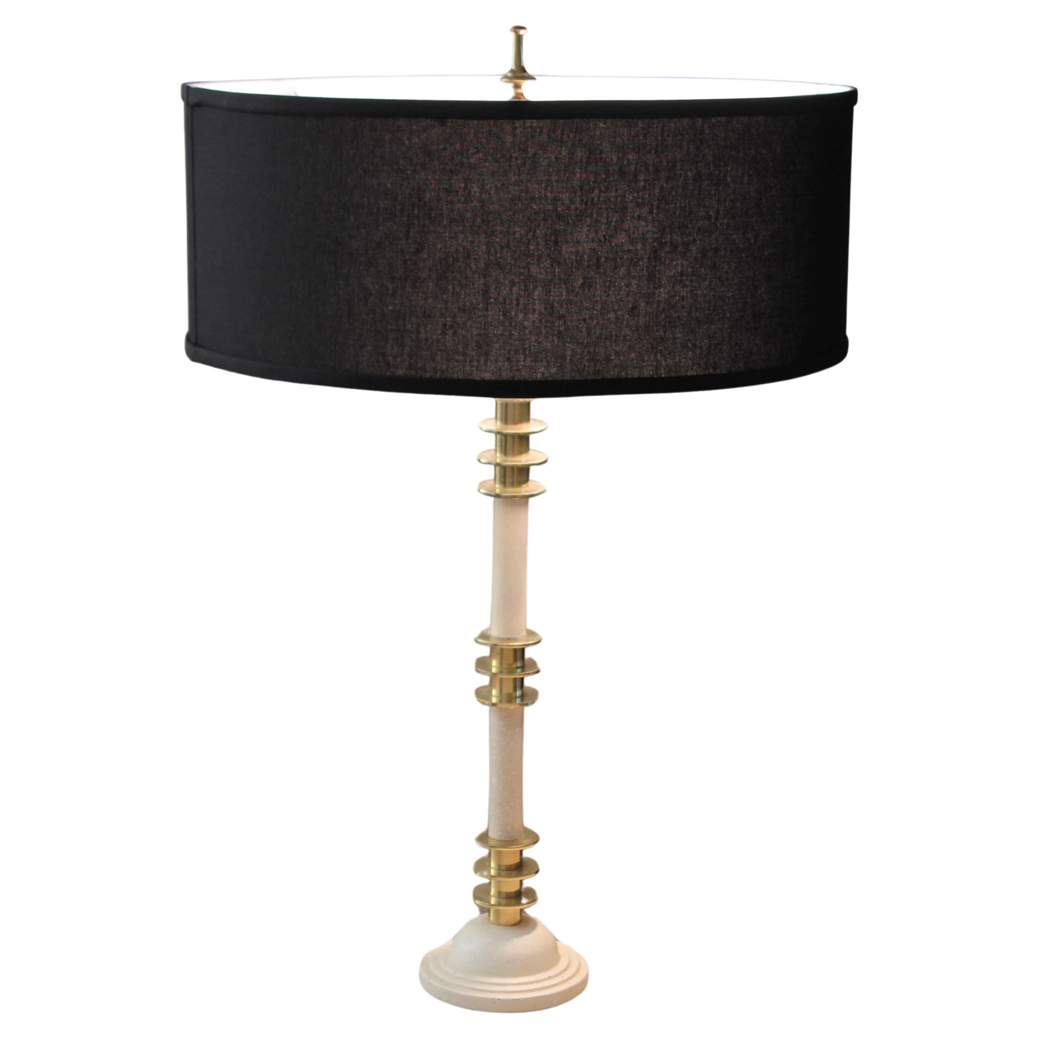 Monumental Stacked Brass Table Lamp! Custom Decorator Lighting Stiffel Parzinger For Sale