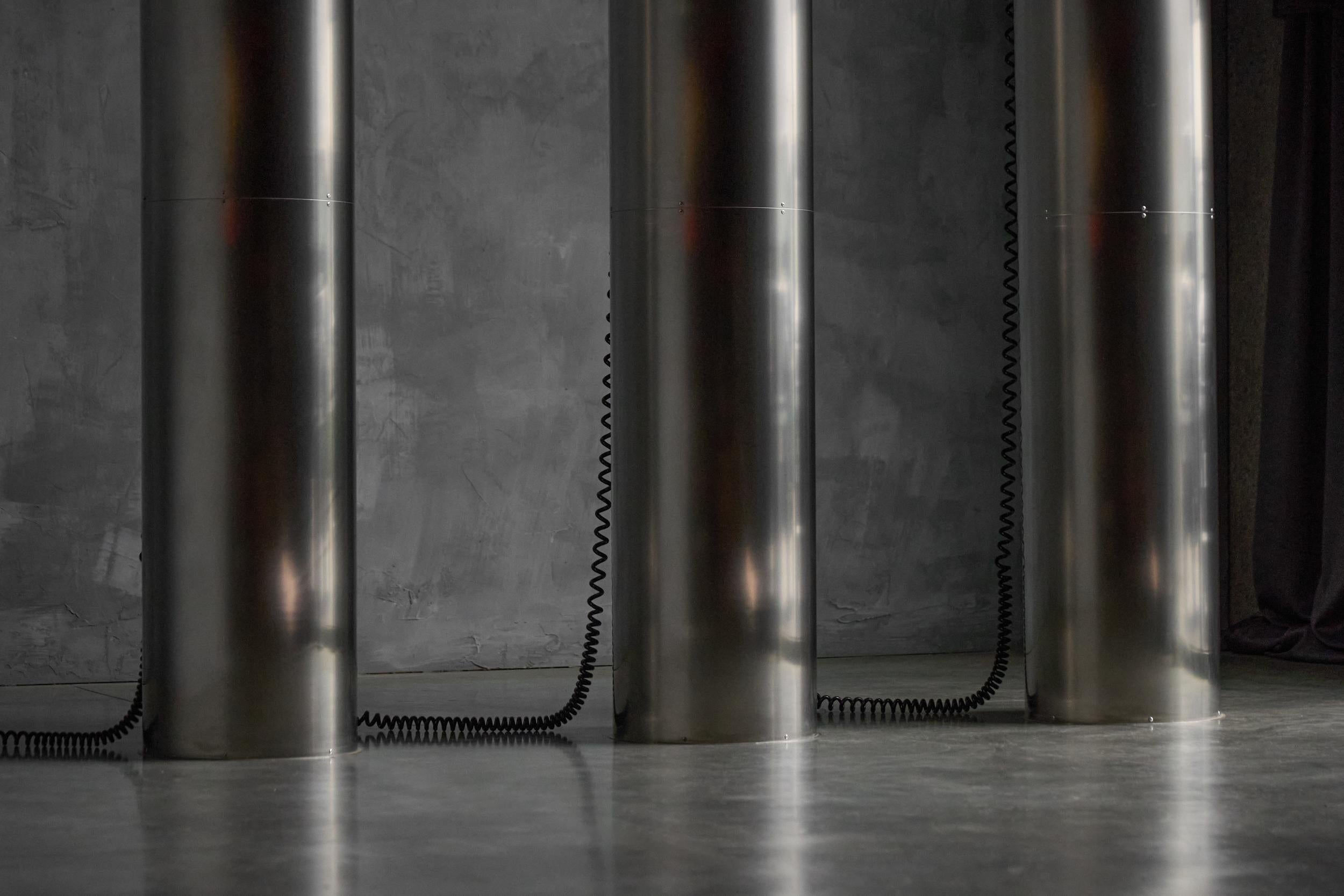 Mid-Century moderno Monumentali accendini in acciaio inossidabile di Targetti, Italia, anni '70 in vendita