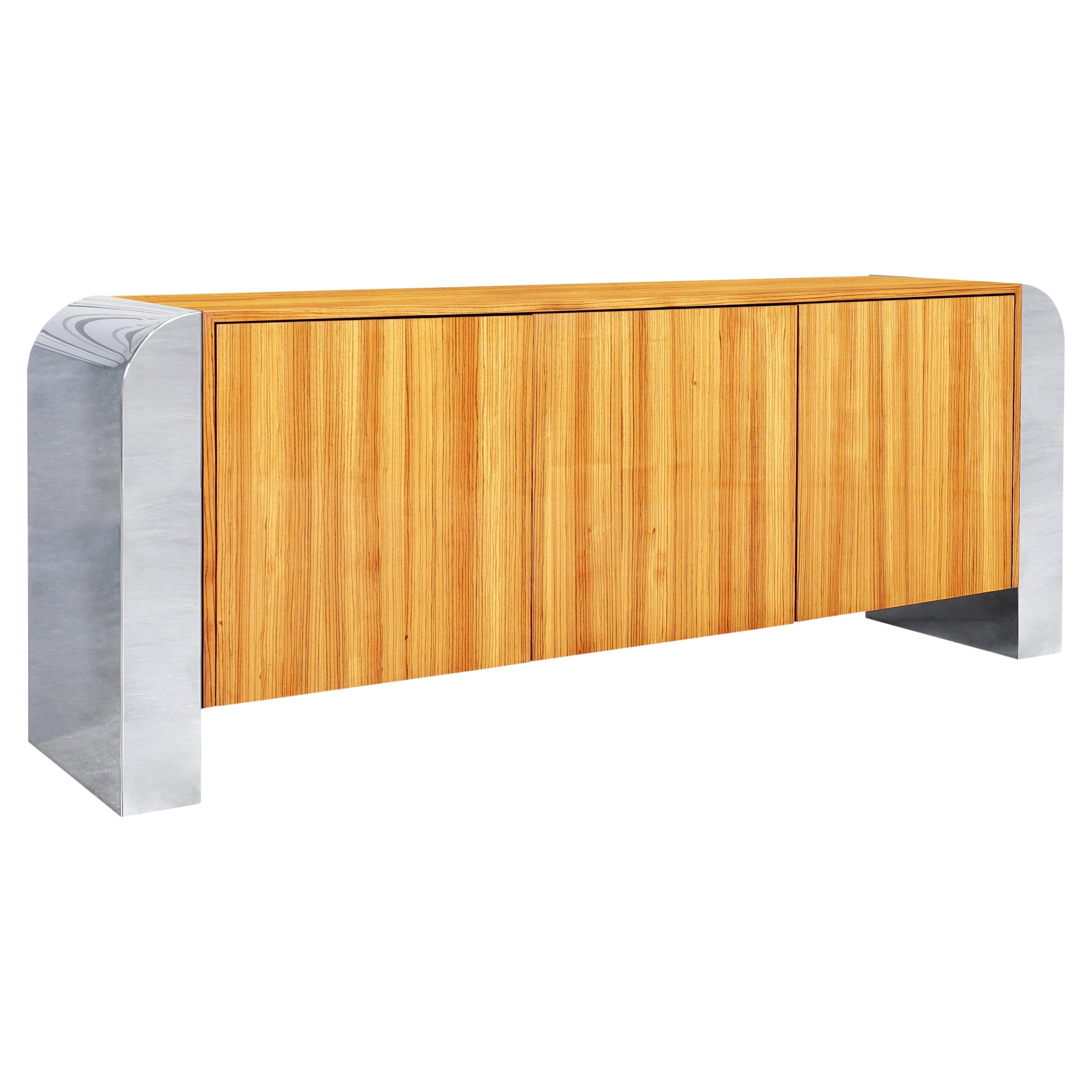Monumental Stainless Steel "Waterfall" Credenza by John Mascheroni For Sale