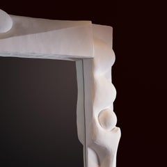 Monumental Standing/Wall Mirror with Hand-Sculpted Biomorphic Plasterwork Frame