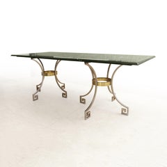 Steel and Brass Greek Key Dining Table Regency Midcentury Romeo Rega Rizzo Style