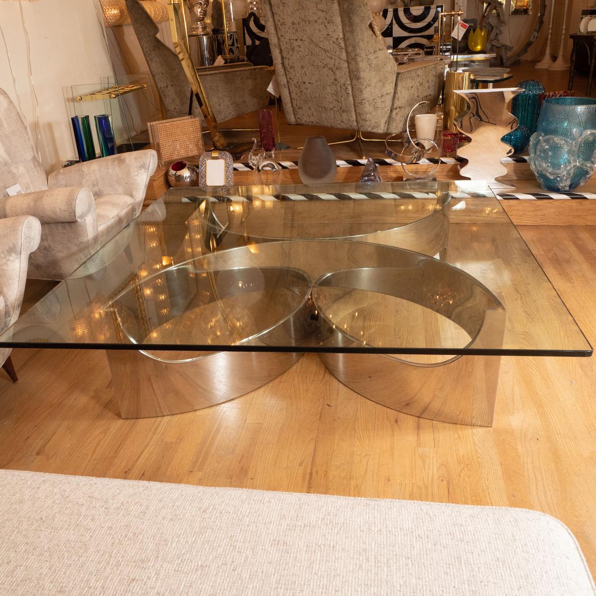 Mid-Century Modern Monumental steel coffee table For Sale