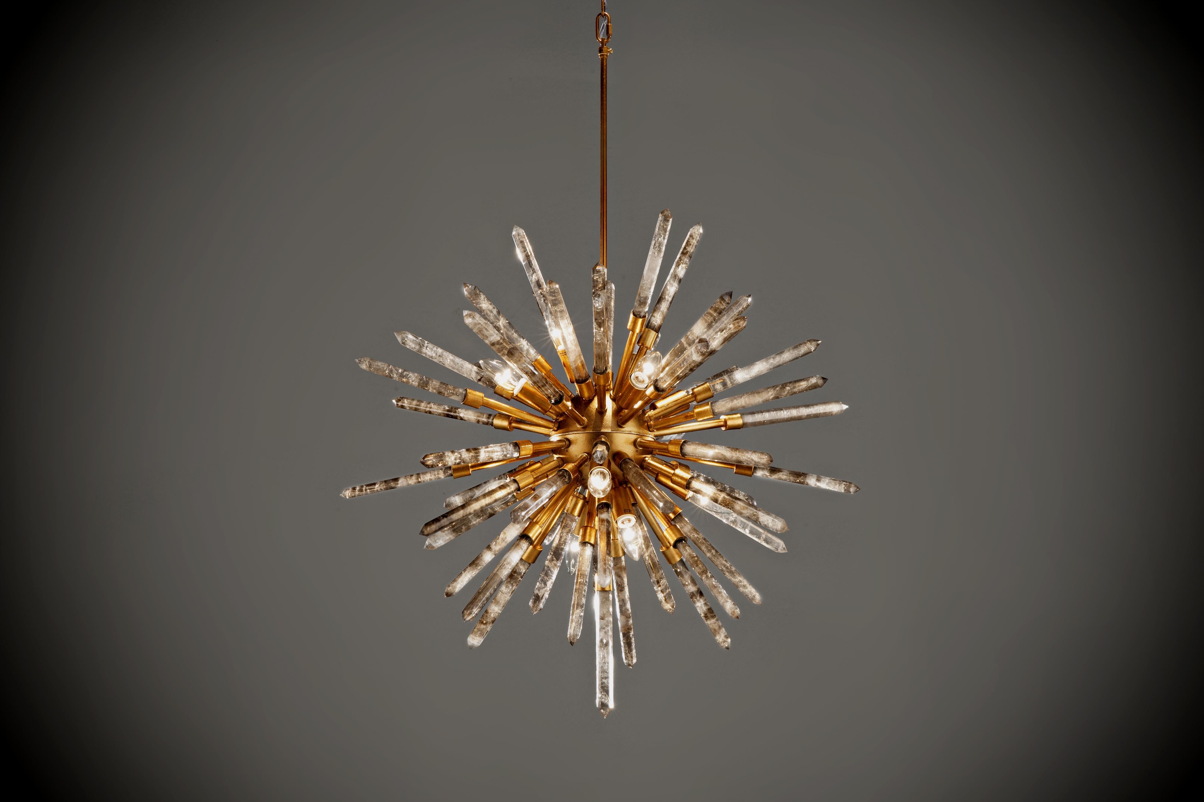 Modern Smoked Quartz Pendant Lamp by Aver For Sale