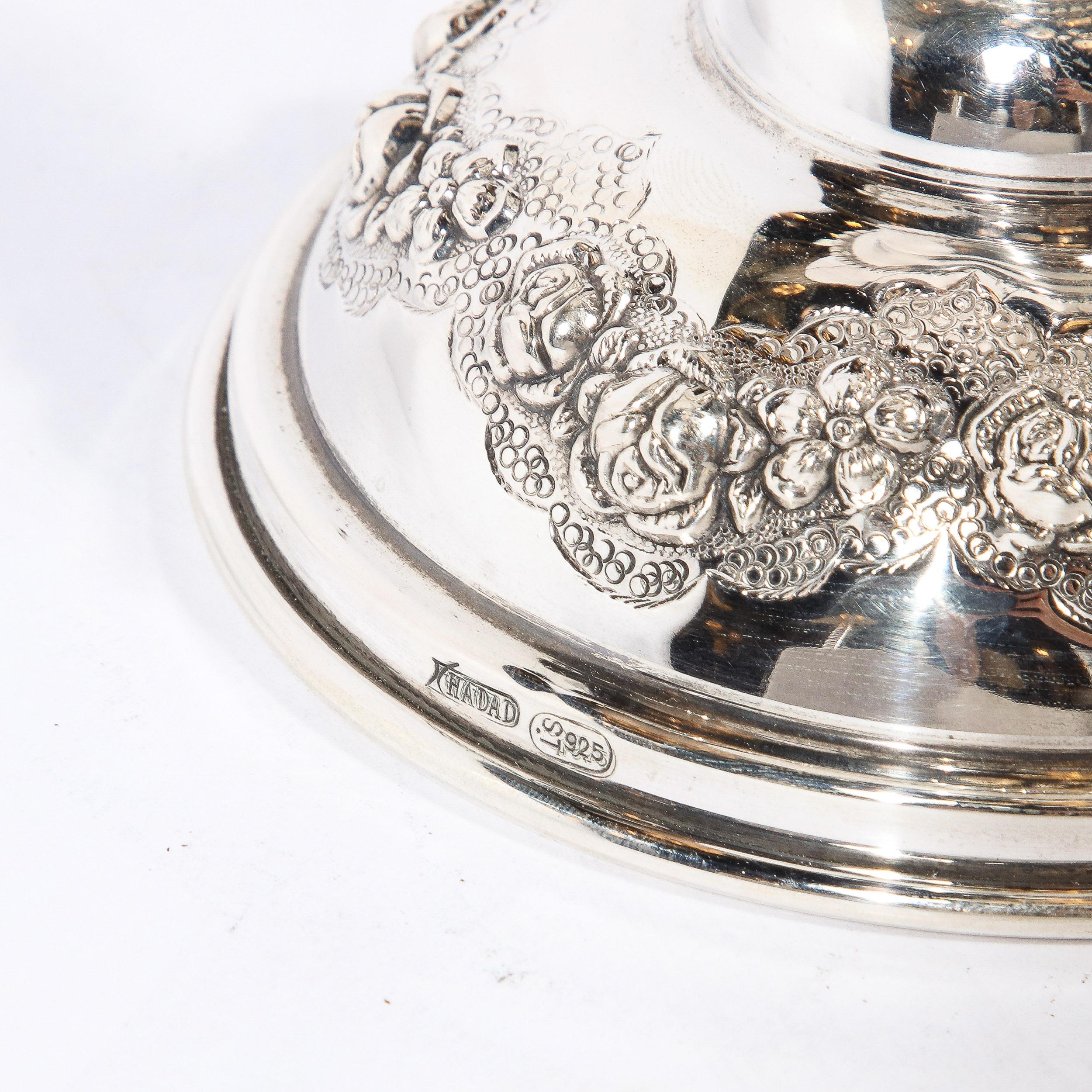 Monumental Sterling  Kiddish Goblet with Repousse Designs  by Hadad Brothers For Sale 2