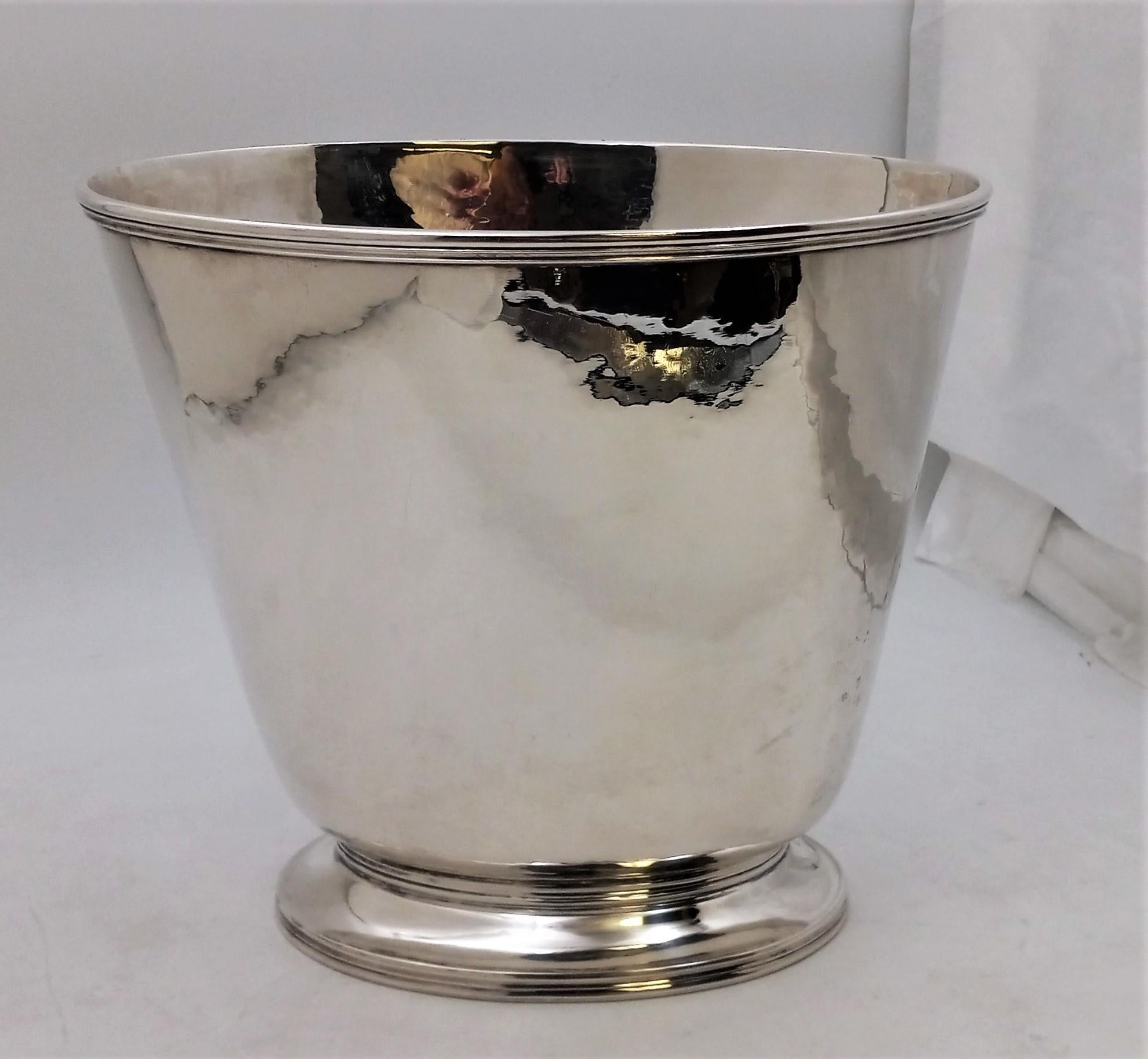 Monumental Sterling Silver Hand Hammered Italian Wine Cooler Mid-Century Modern In Good Condition For Sale In New York, NY
