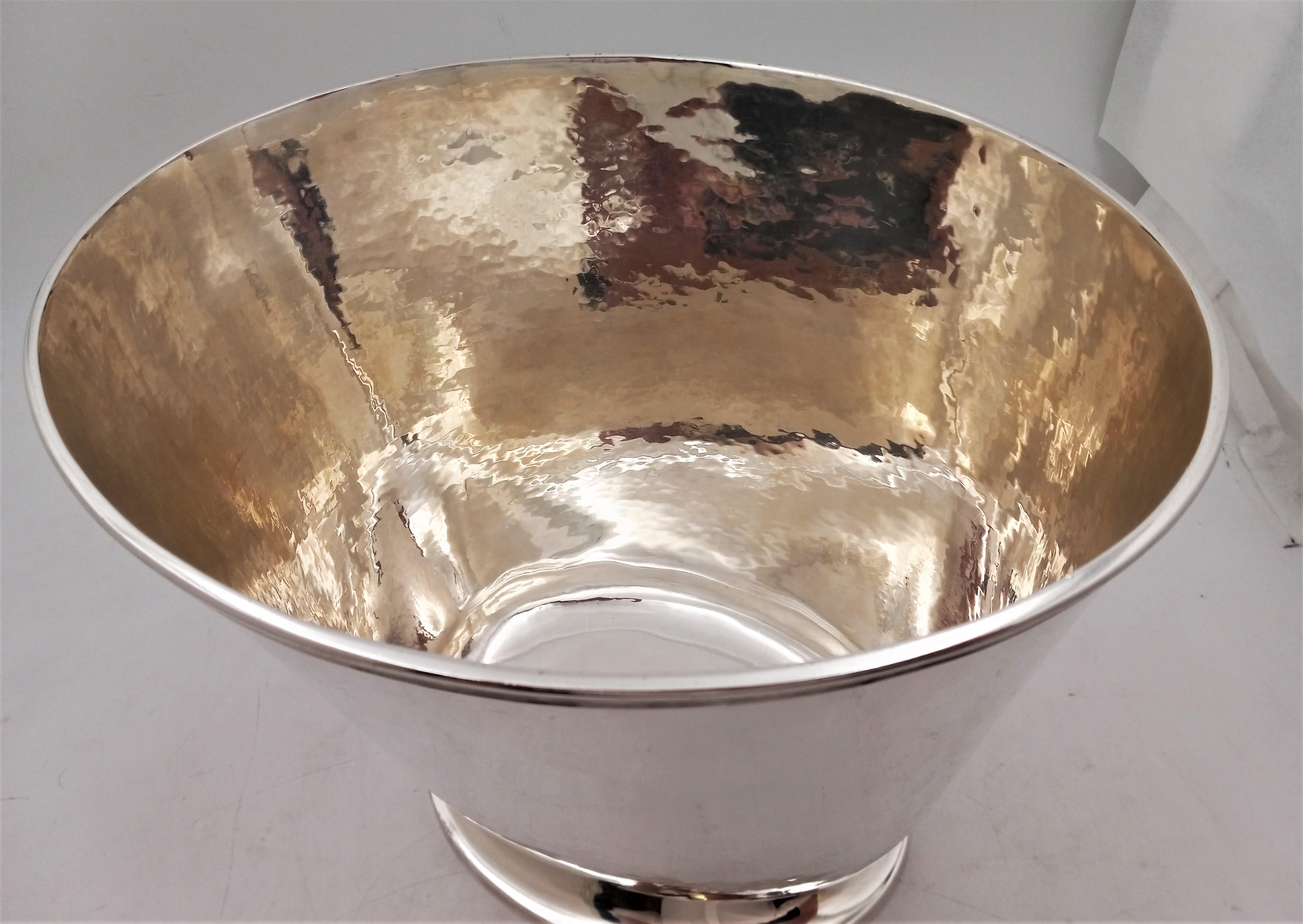 20th Century Monumental Sterling Silver Hand Hammered Italian Wine Cooler Mid-Century Modern For Sale