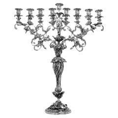 Monumental Sterling Silver Hanukkah Menorah Royal Lily- Handcrafted To order