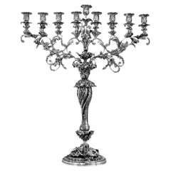Monumental Sterling Silver Hanukkah Menorah Royal Lily- Handcrafted To order