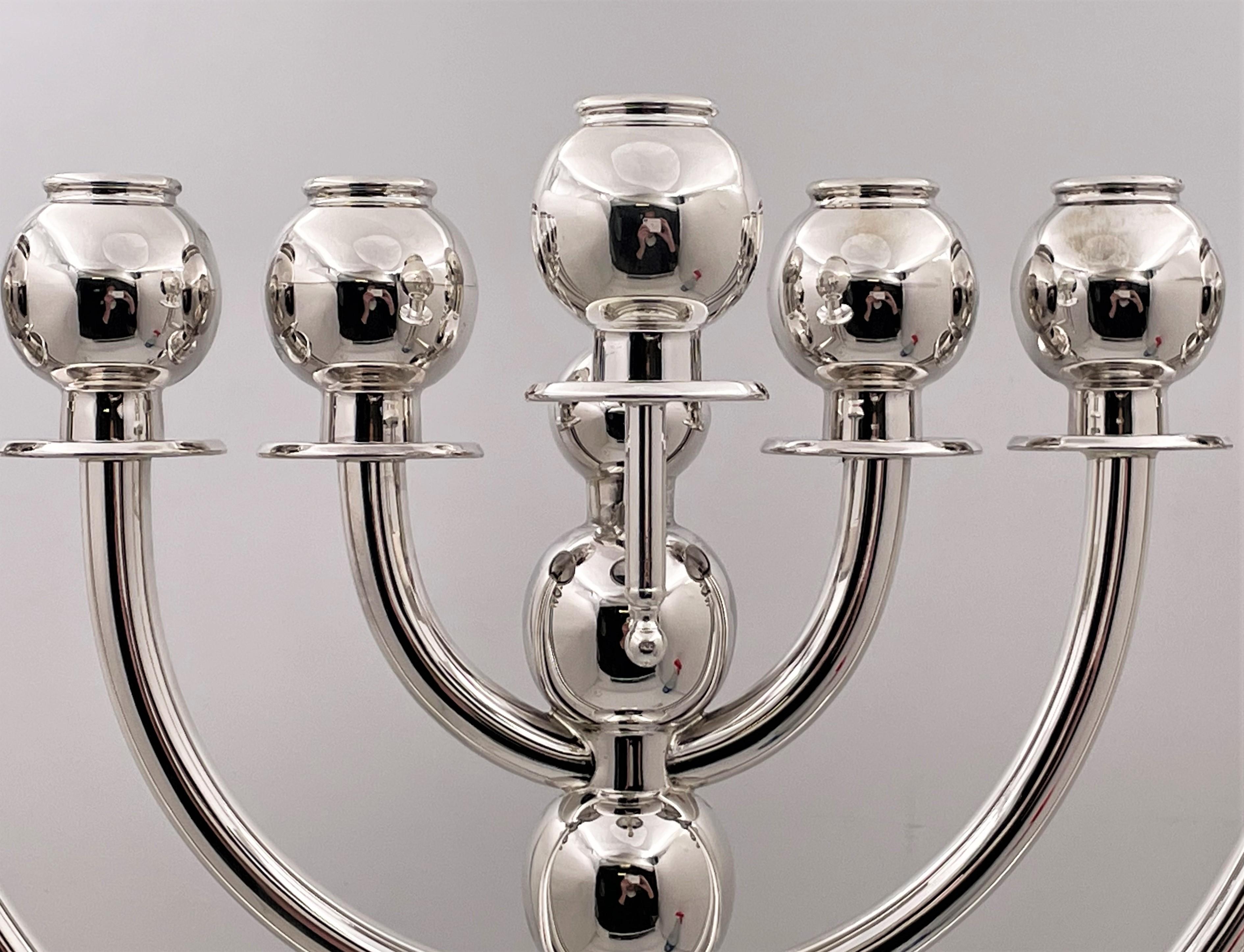 20th Century Monumental Sterling Silver Menorah in Mid-Century Modern Style For Sale