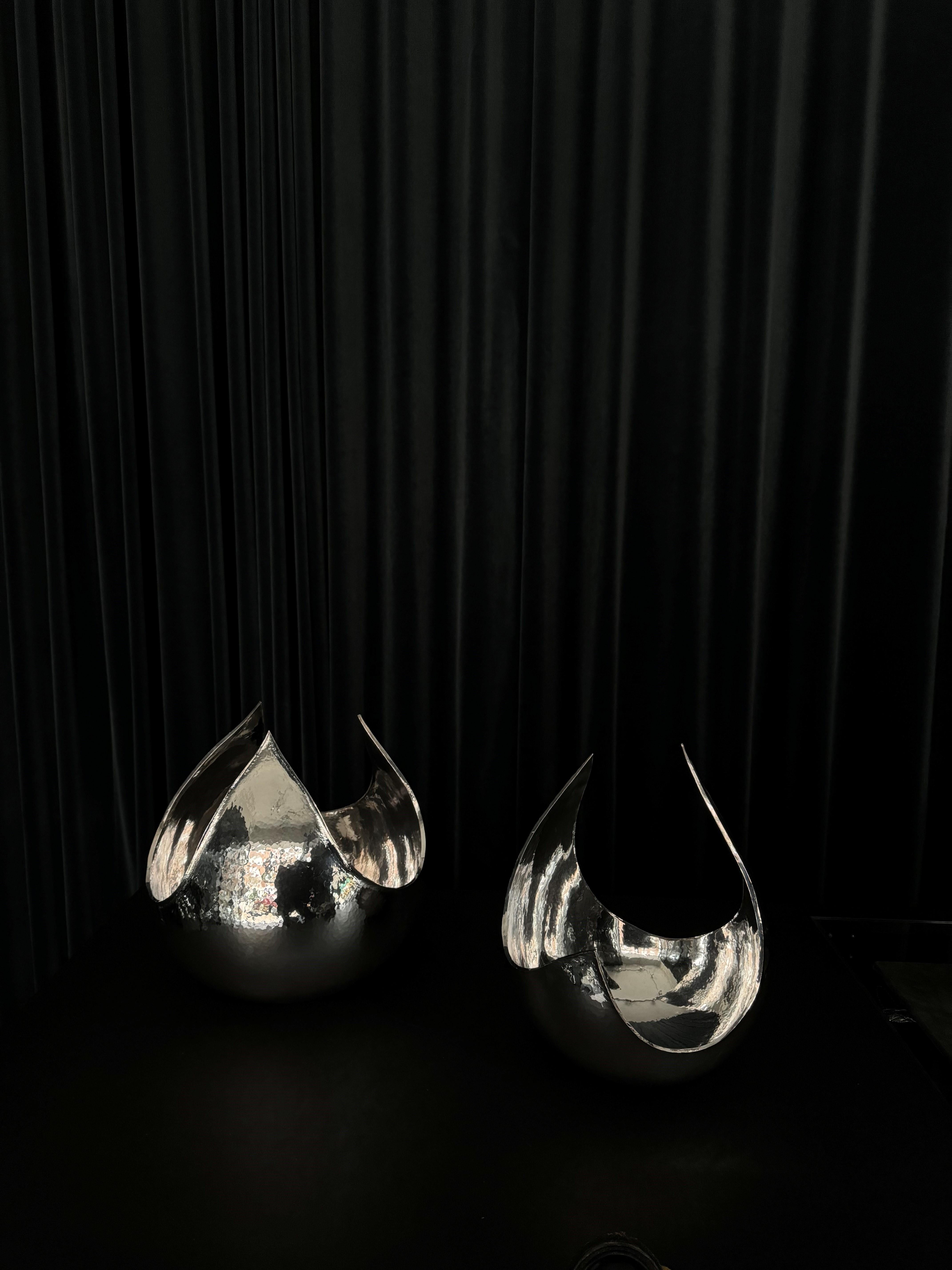 Islandese Monumentali ciotole scultoree in argento sterling in vendita