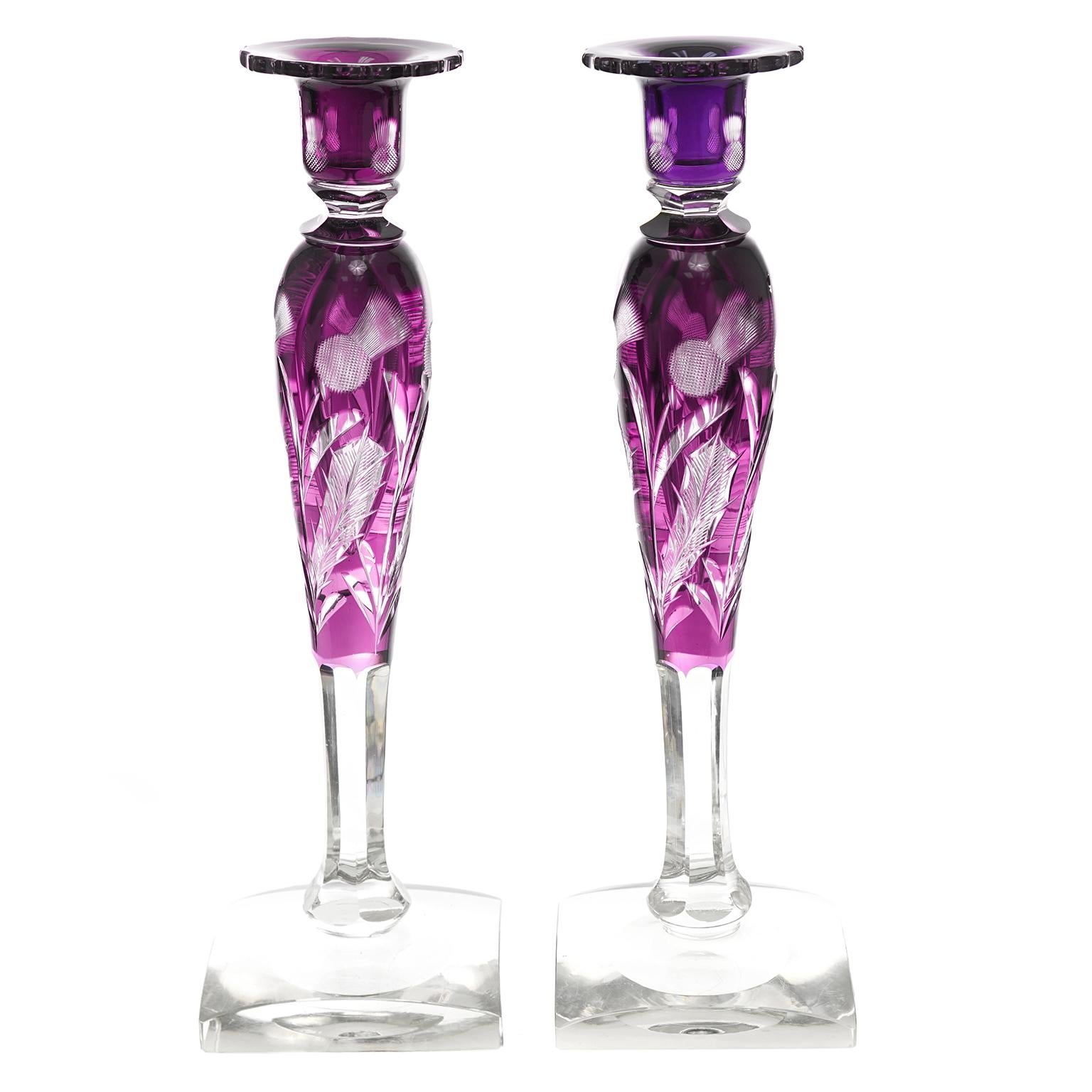 steuben glass candlesticks