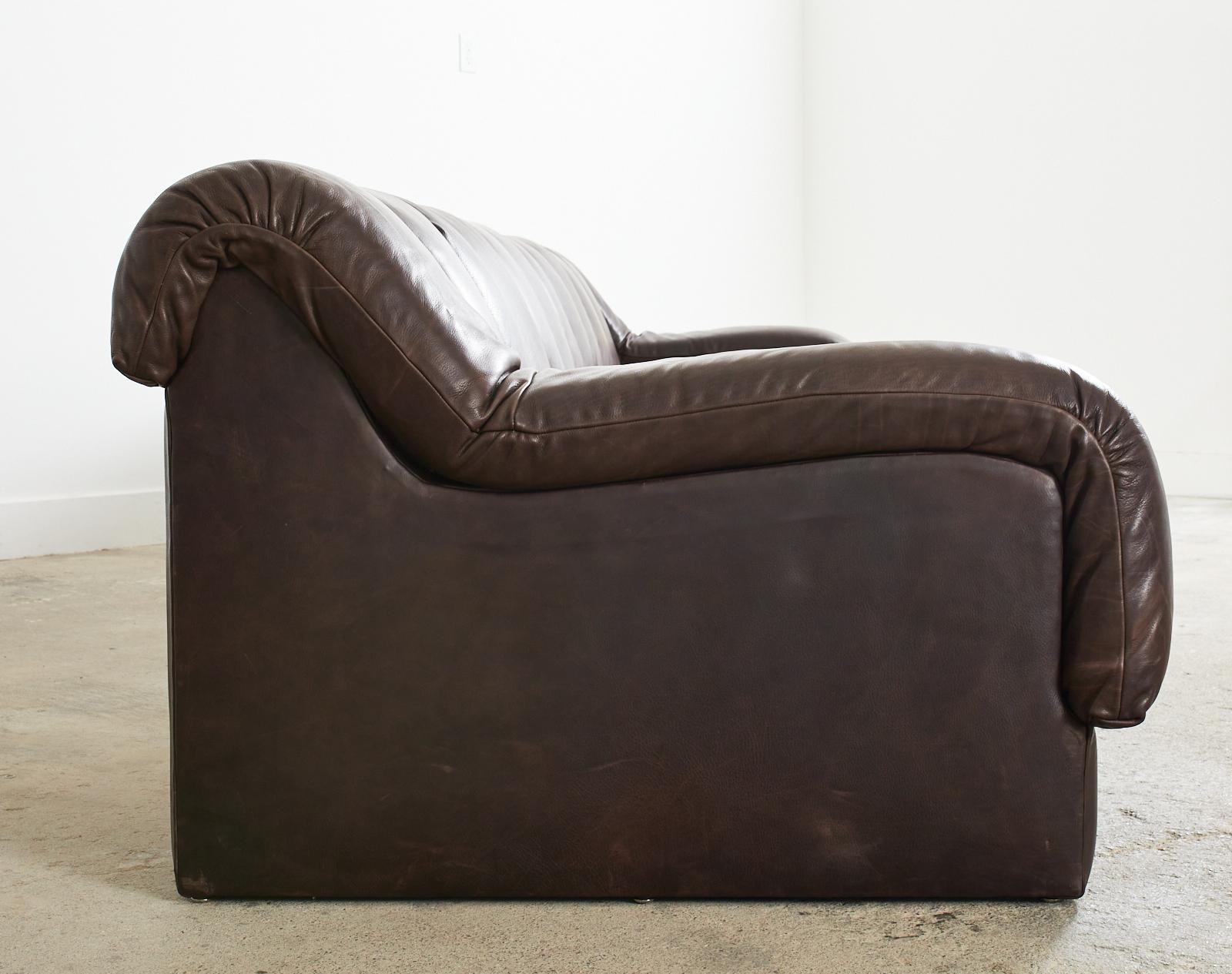 Monumental Steve Chase Monterey Style Channeled Leather Sofa 8