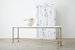 Monumental Stone and Iron Garden Console Table