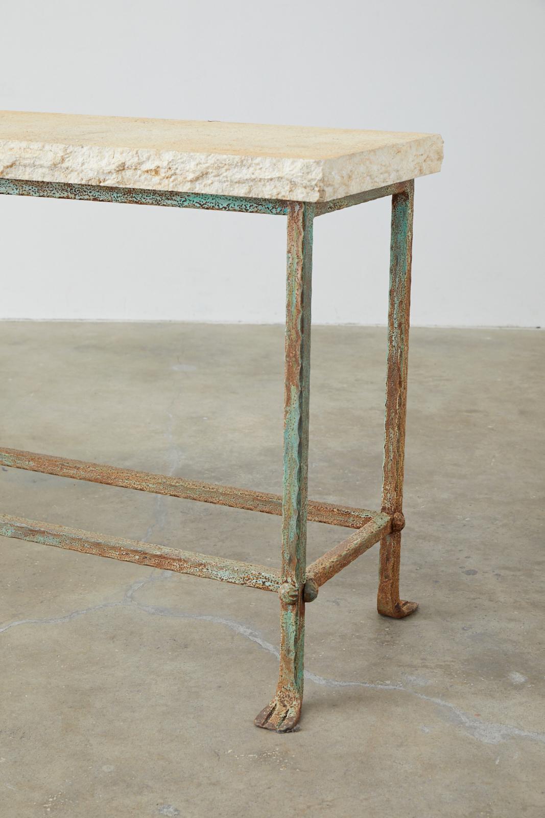 Monumental Stone and Iron Garden Console Table 13