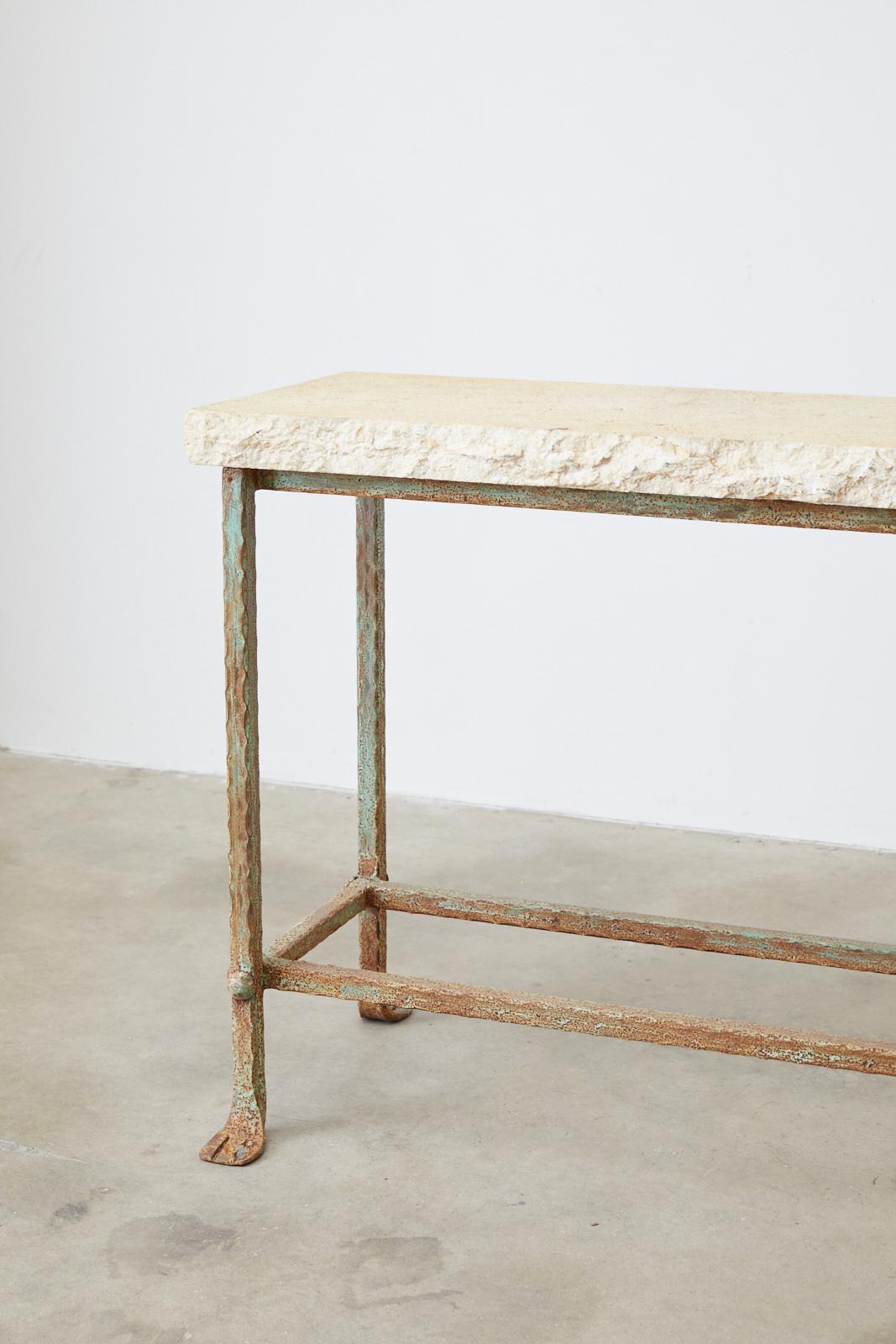 American Monumental Stone and Iron Garden Console Table