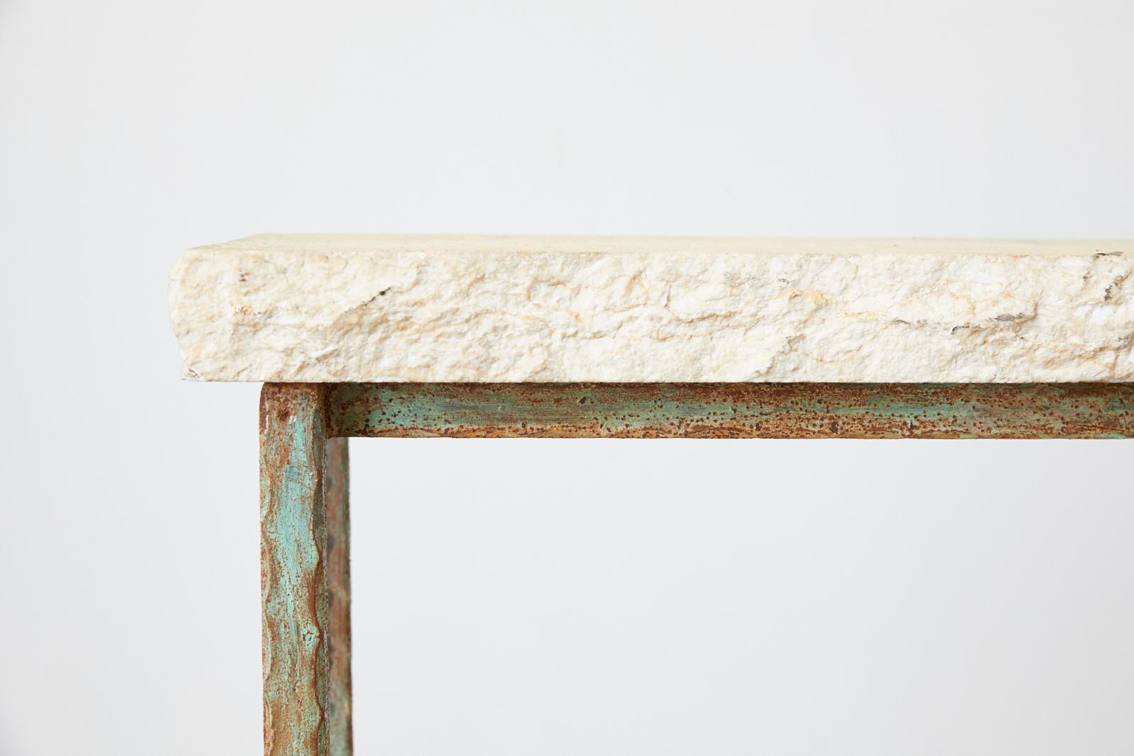 20th Century Monumental Stone and Iron Garden Console Table