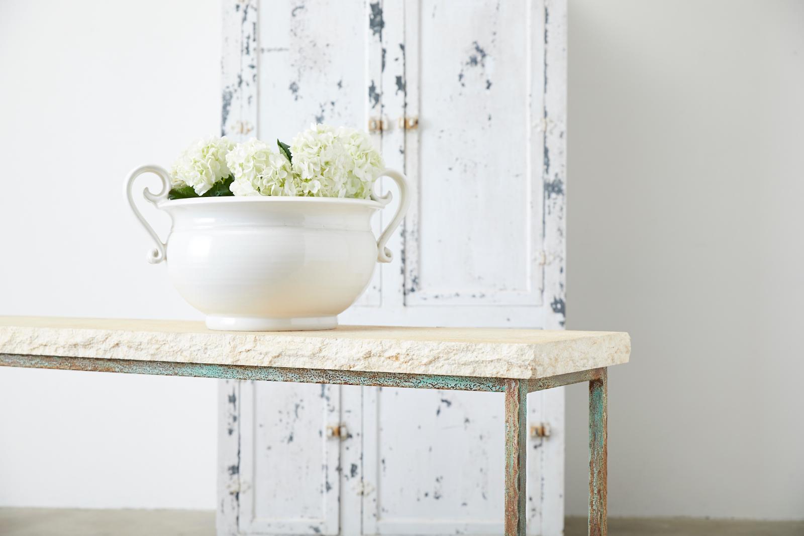 Monumental Stone and Iron Garden Console Table 1