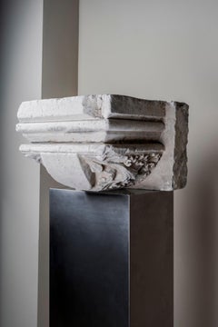 Monumental Stone Capital Decorated with Coat of Arms, France, 15th Century