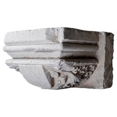 Monumental Stone Capital Decorated with Coat of Arms, France, 15th Century