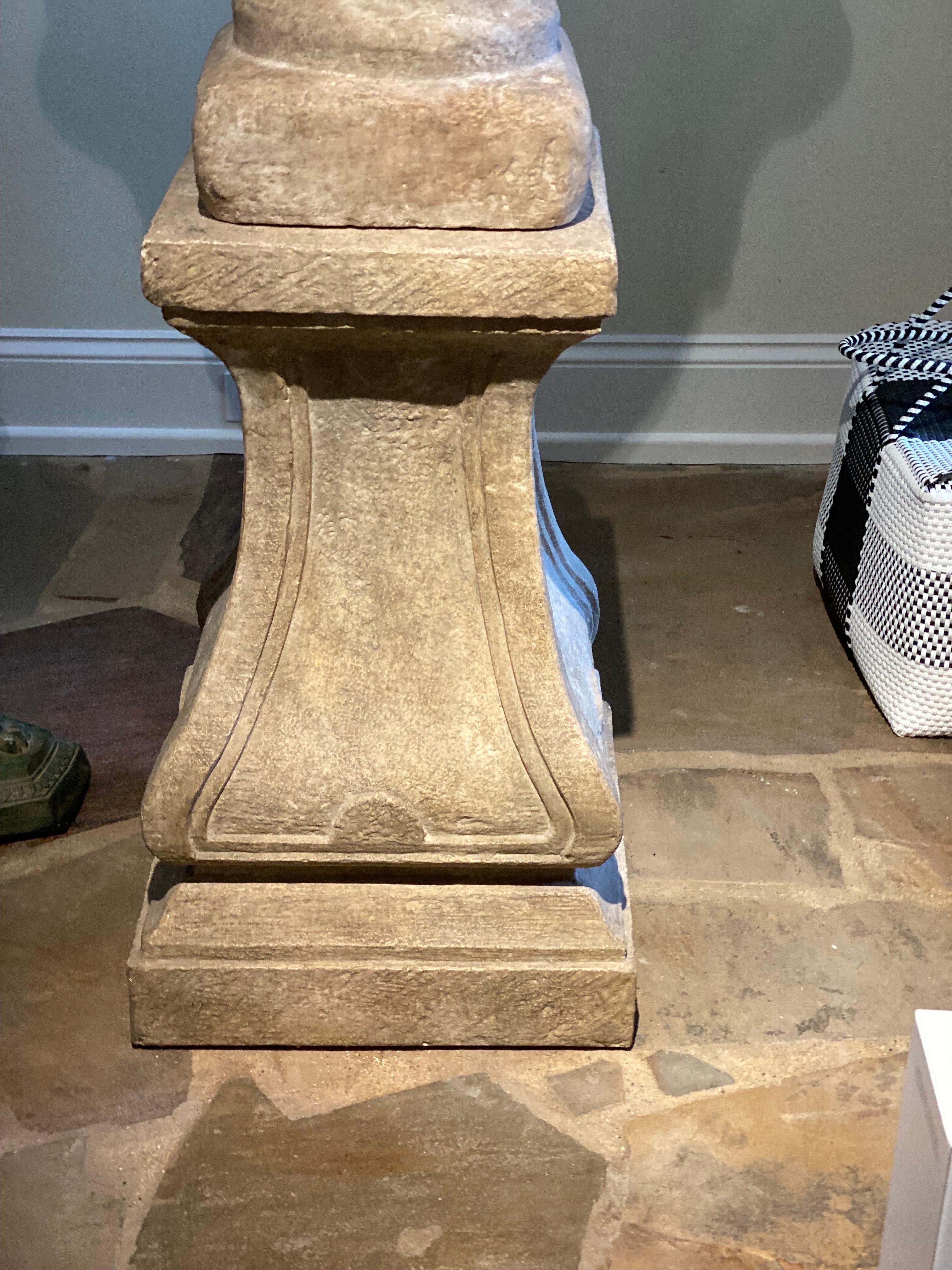 Monumental Stone Capped Urn on Pedestal For Sale 3