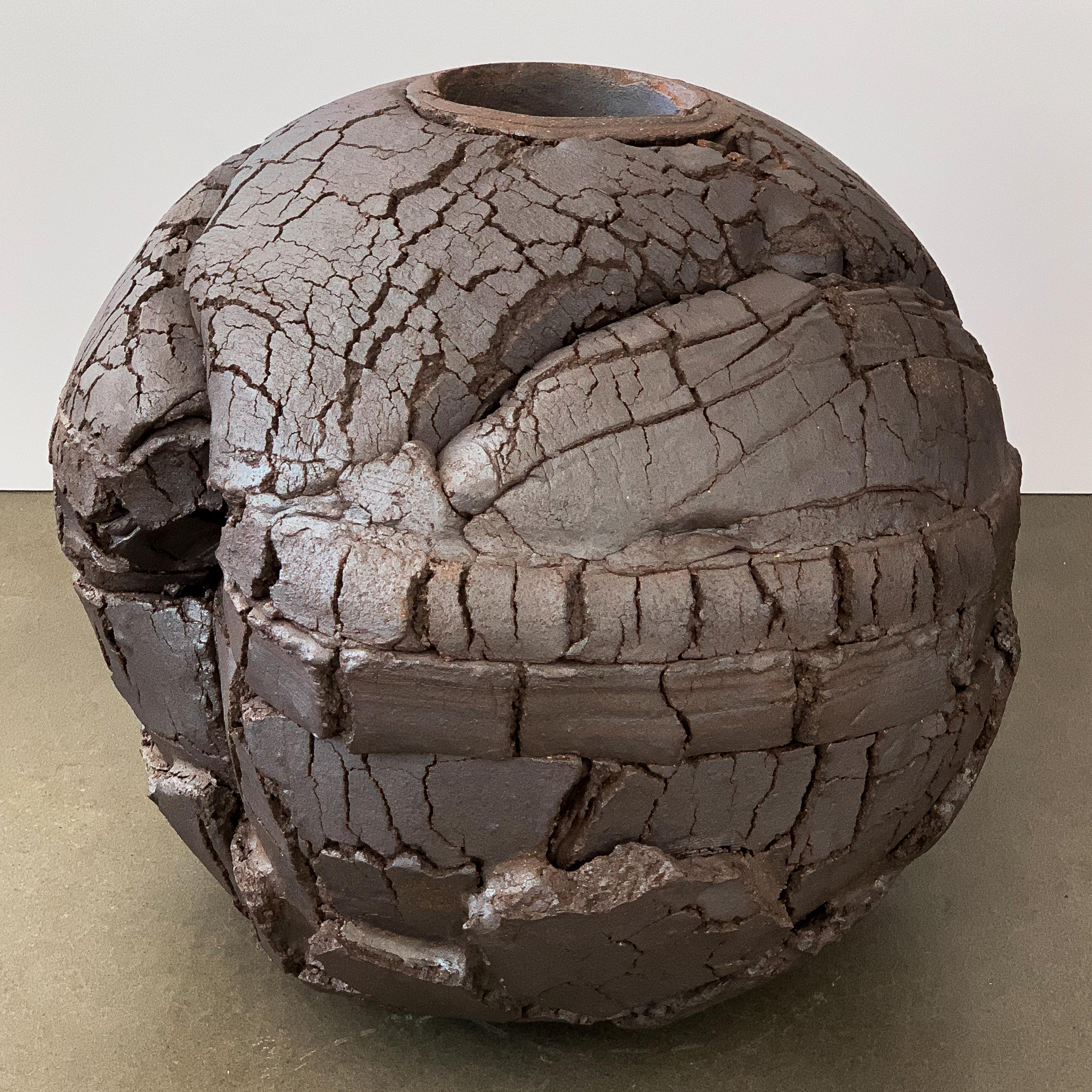 Monumental Stoneware Sphere Sculpture or Vessel by Michael Becker 2