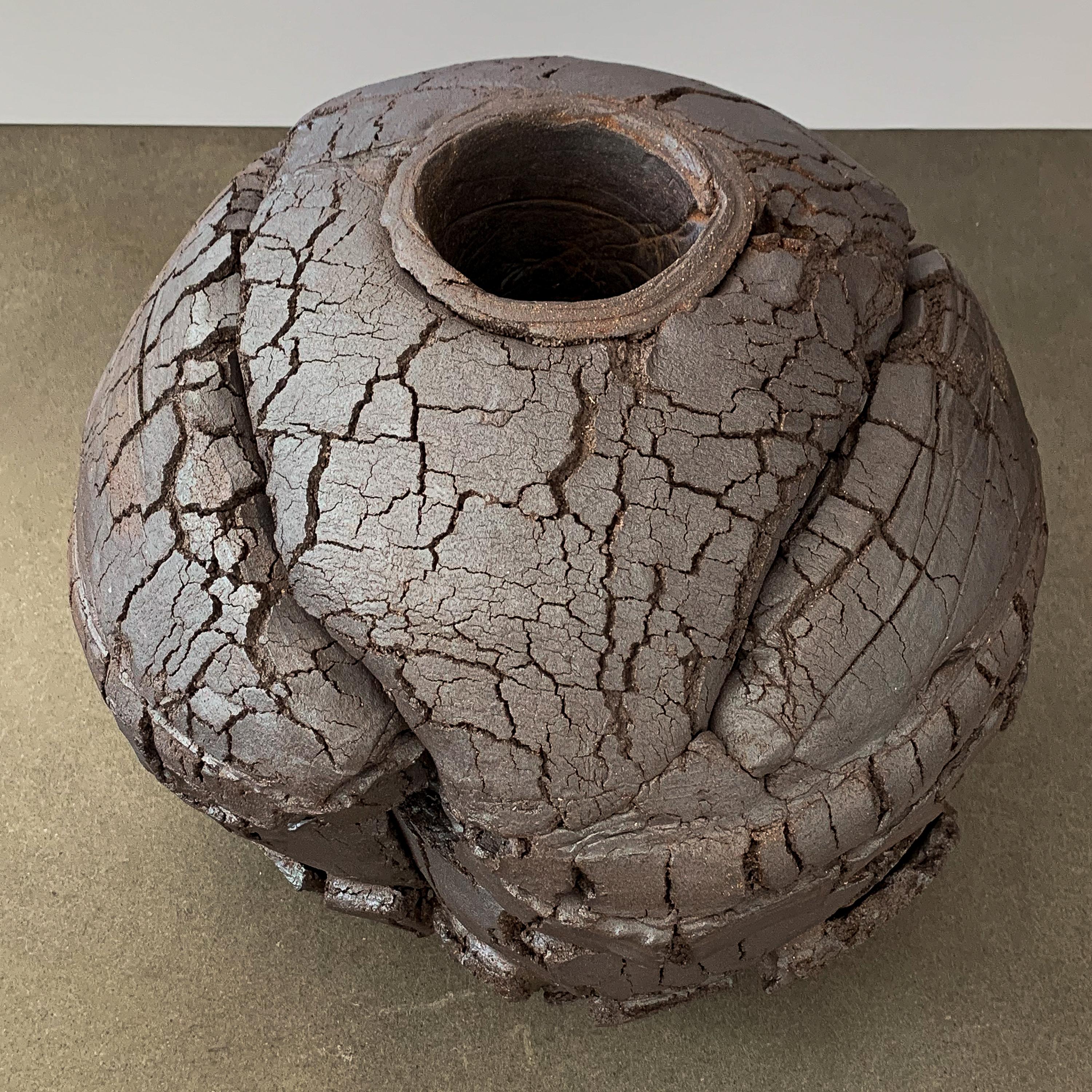 Hand-Crafted Monumental Stoneware Sphere Sculpture or Vessel by Michael Becker