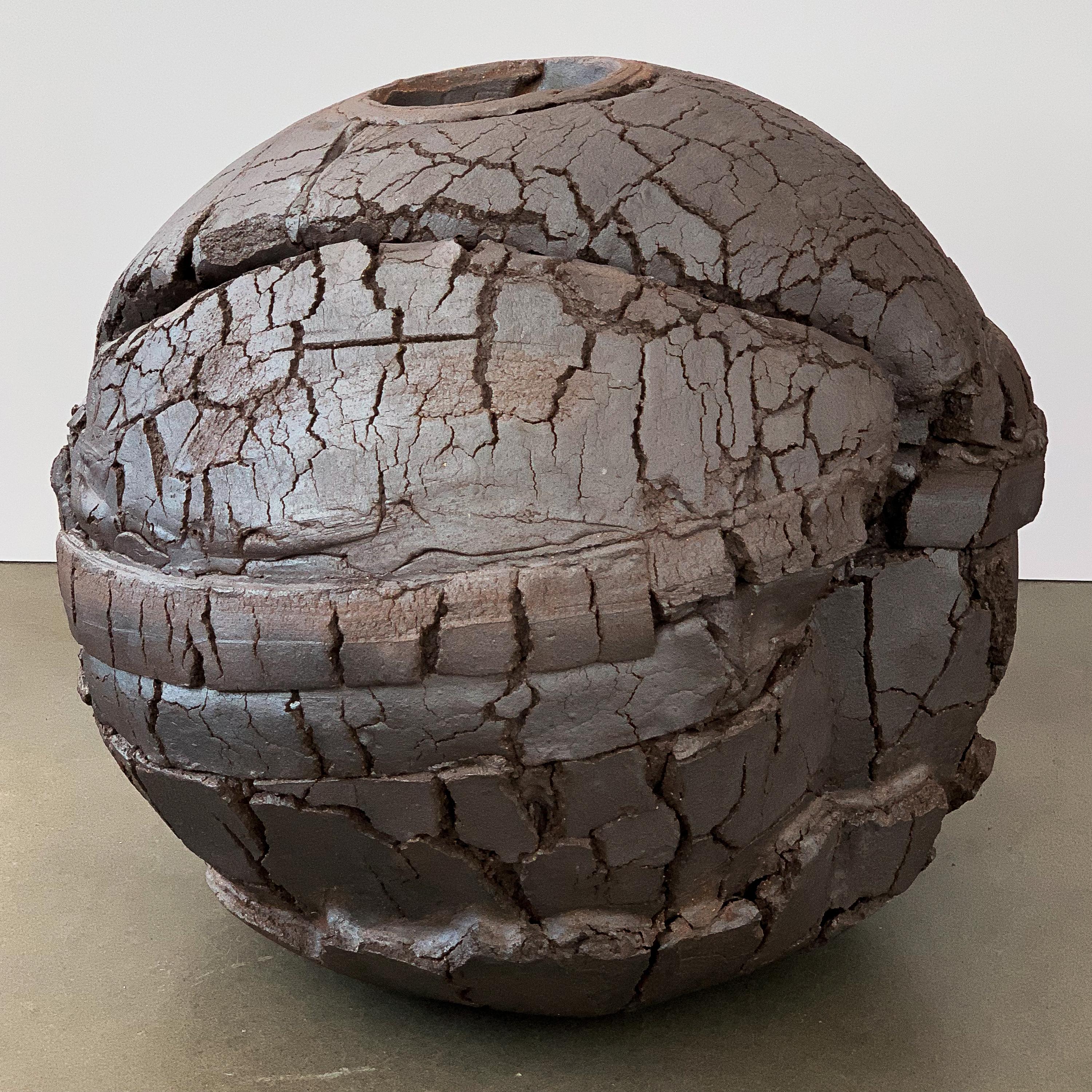 Monumental Stoneware Sphere Sculpture or Vessel by Michael Becker In Excellent Condition In Chicago, IL