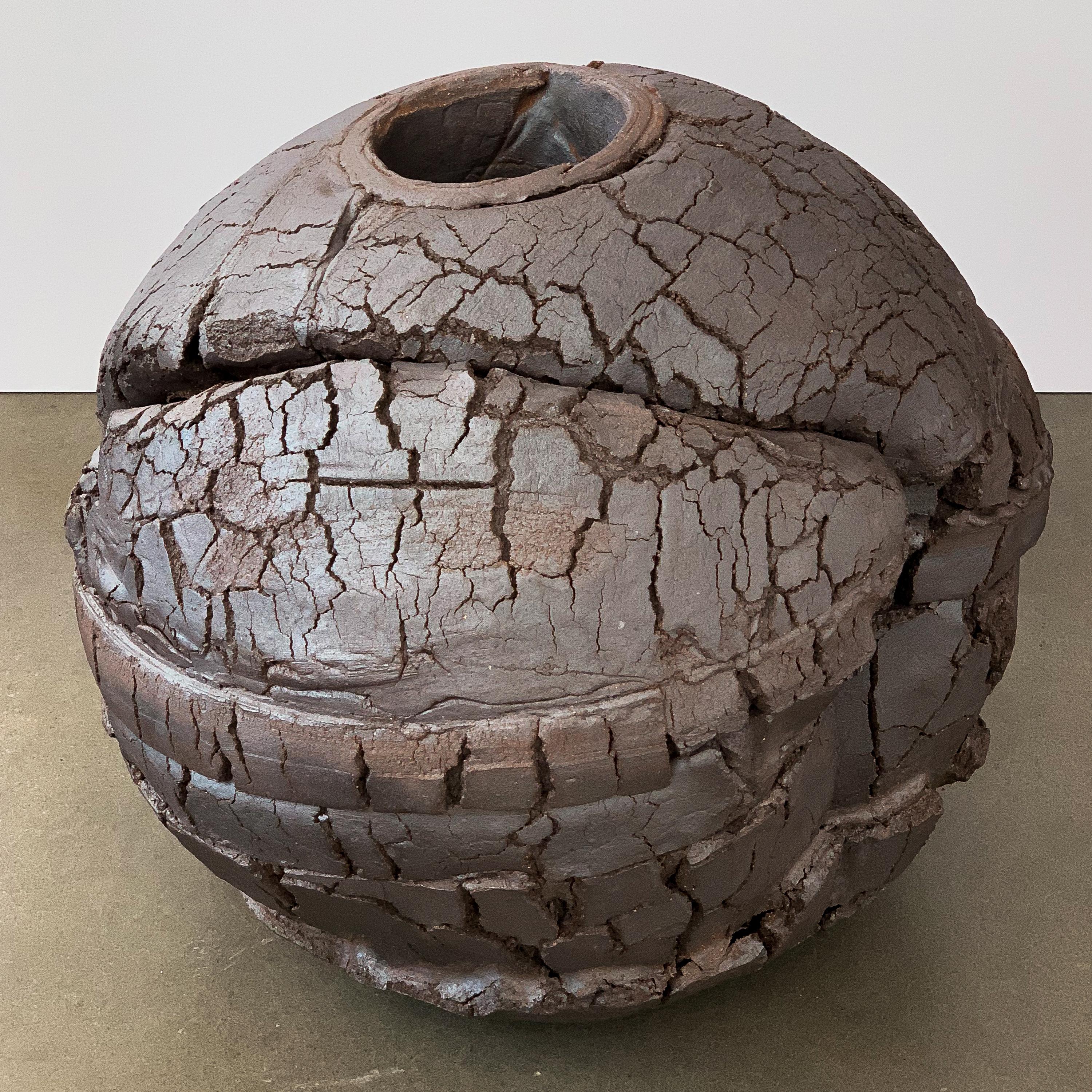 Contemporary Monumental Stoneware Sphere Sculpture or Vessel by Michael Becker
