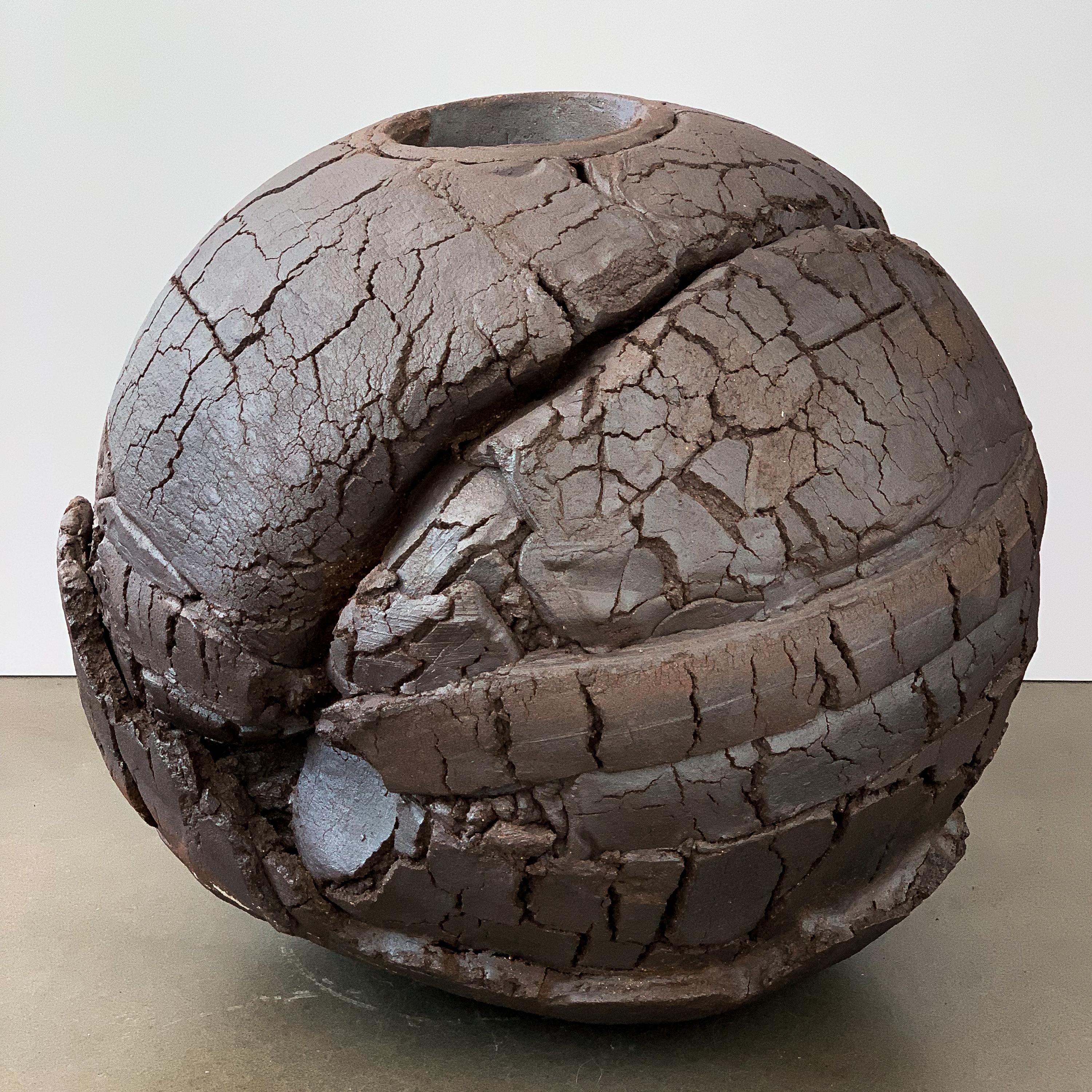 Monumental Stoneware Sphere Sculpture or Vessel by Michael Becker 1