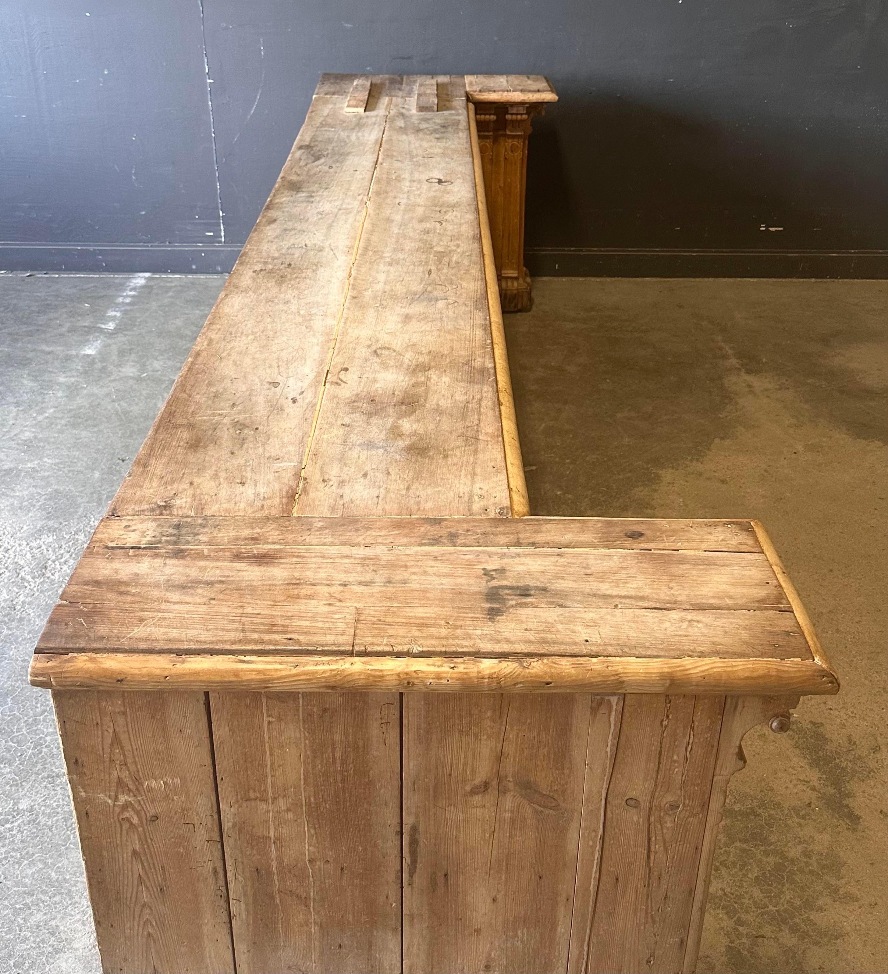 Wood Monumental Store Counter or Bar For Sale
