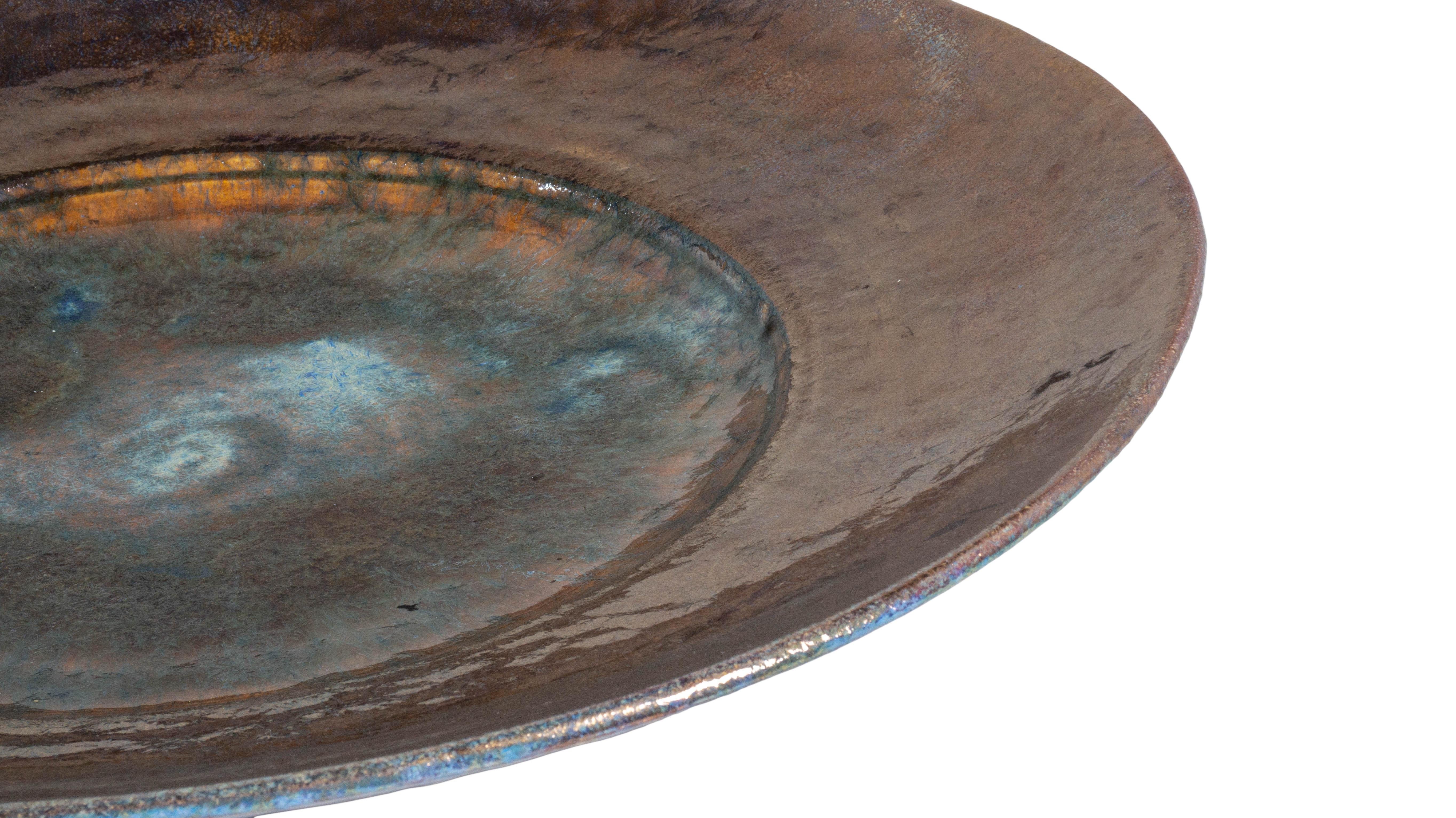 Glazed Monumental Studio Art Pottery Charger For Sale