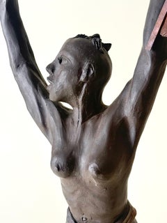 Monumental Studio Ceramic Sculpture of an African Warrior, circa 1970s
