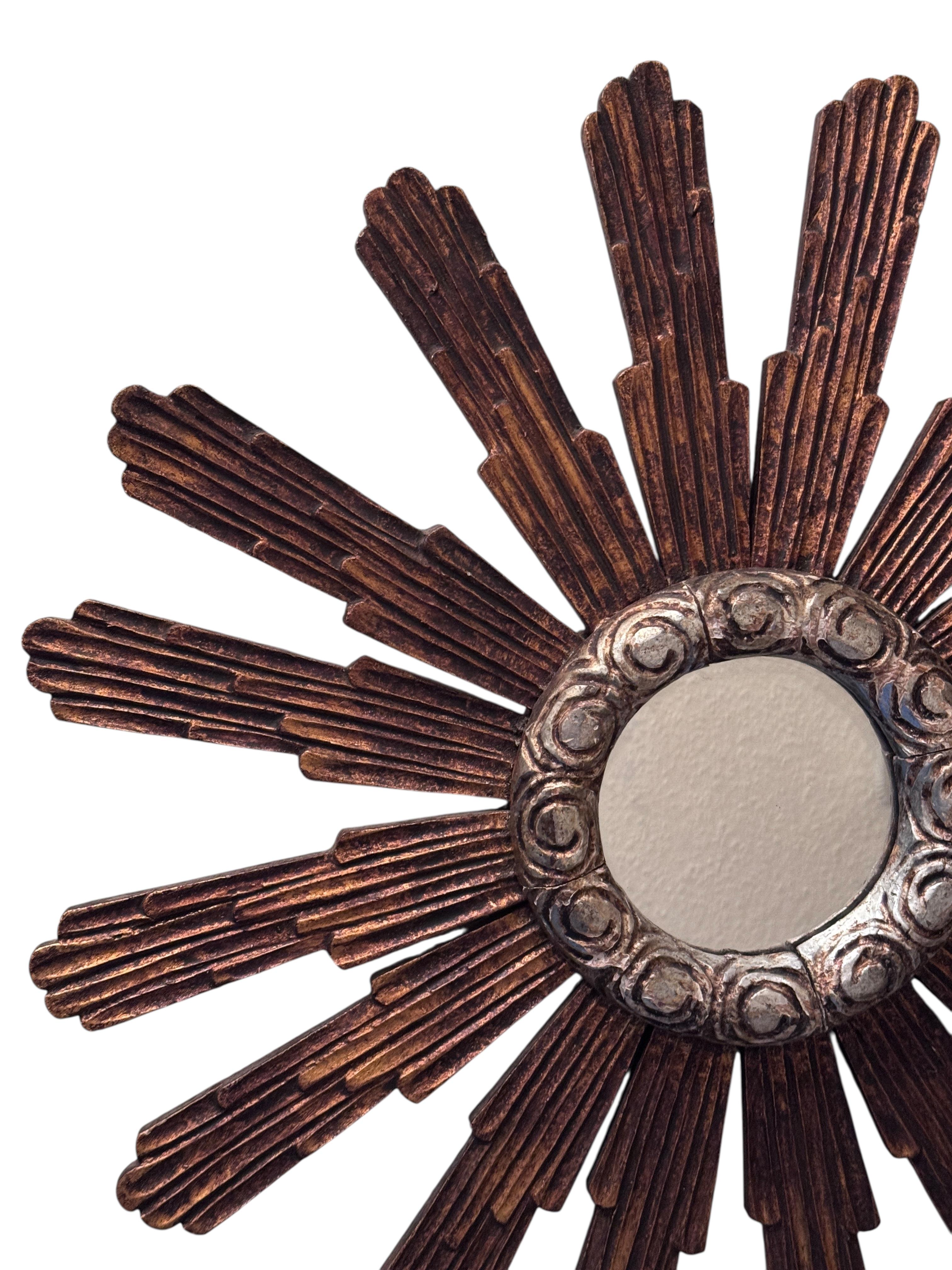 Monumentale specchio Sunburst Starburst di grandi dimensioni Wood, Italia 1910 o più vecchio in vendita 1