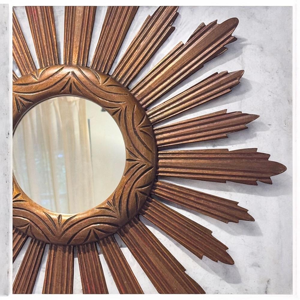 Monumentaler großer Sunburst Starburst Spiegel Wood, Italien, ca. 1950er Jahre im Angebot 9