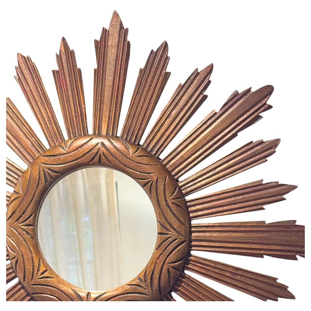 Monumentaler großer Sunburst Starburst Spiegel Wood, Italien, ca. 1950er Jahre im Zustand „Gut“ im Angebot in Nuernberg, DE