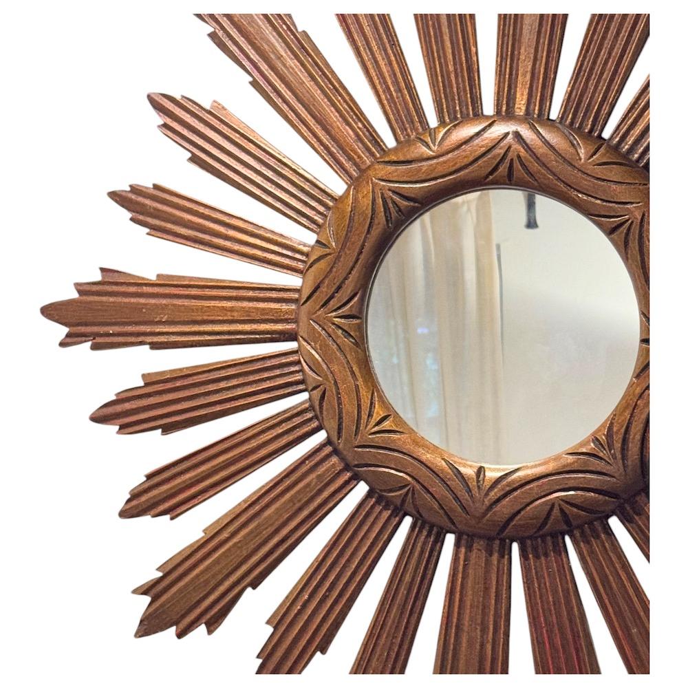 Monumentaler großer Sunburst Starburst Spiegel Wood, Italien, ca. 1950er Jahre im Angebot 1