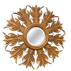 Monumental stunning large Sunburst Starburst Mirror Wood, Italy, circa 1950s