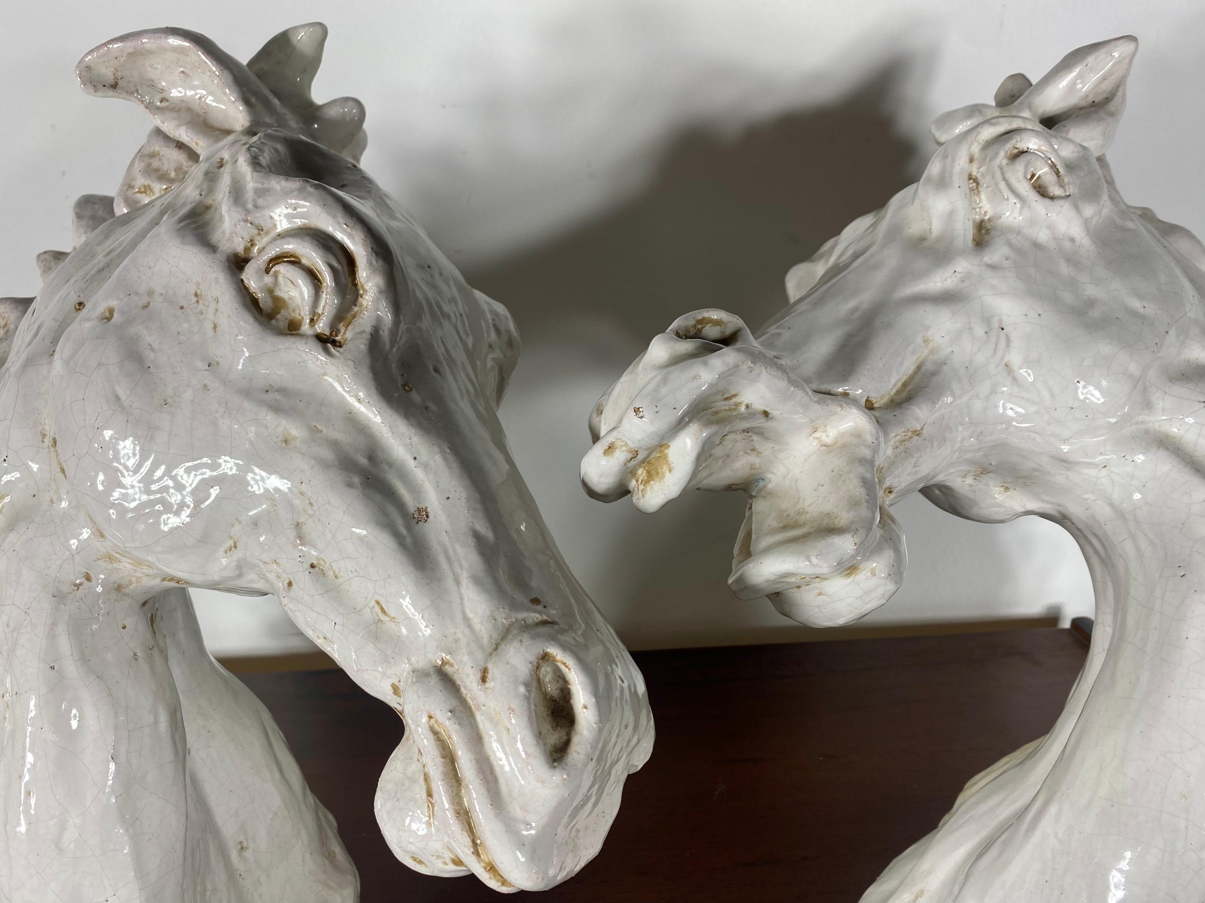 Austrian Monumental Stylized Studio Pottery Horse Head Sculptures ..Europian For Sale