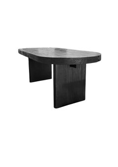 Monumental Suar Wood Dining Table, Modern Organic, Burnt Finish
