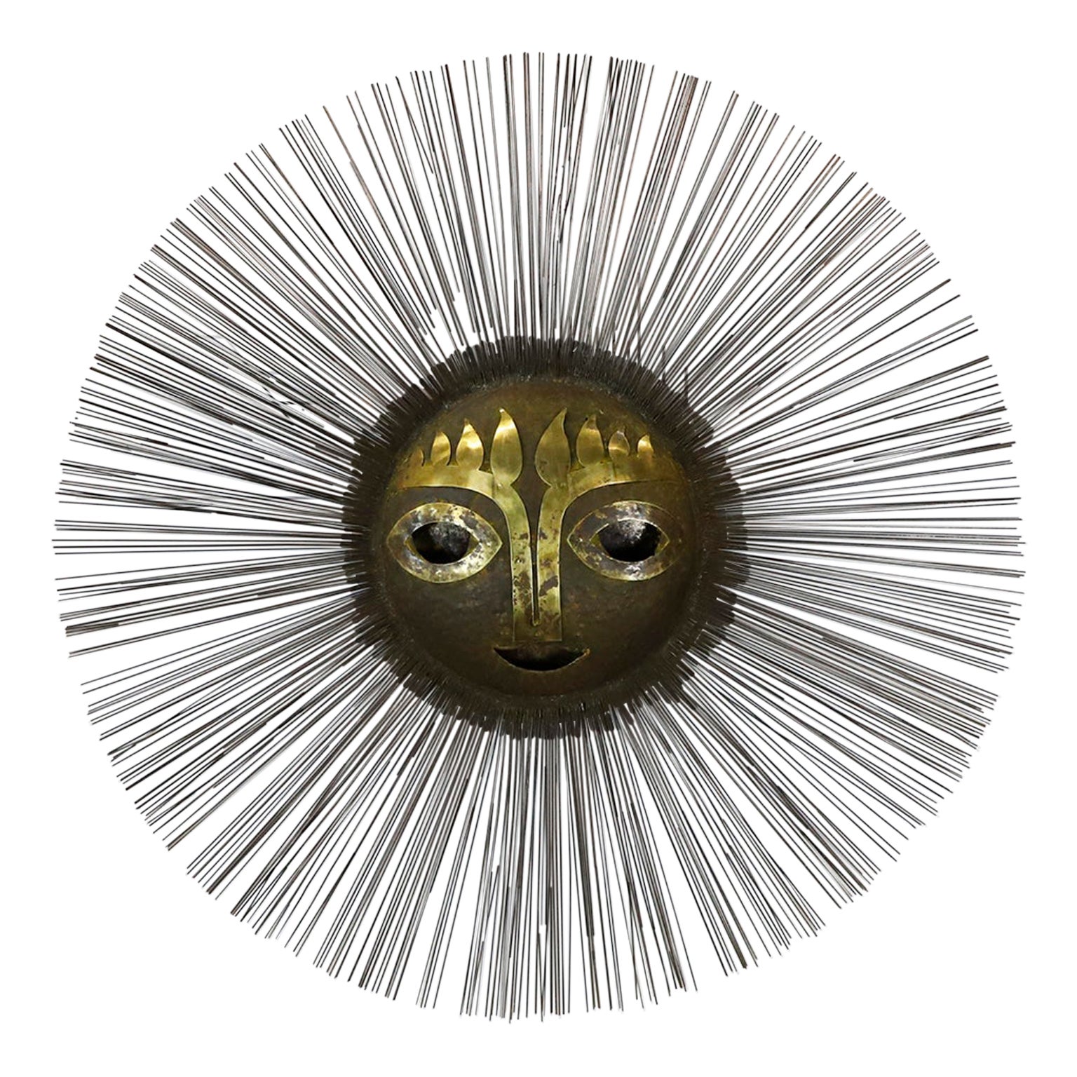 Monumental Surreal Brutalist Sun Sculpture in Brass and Bronze by Emaus